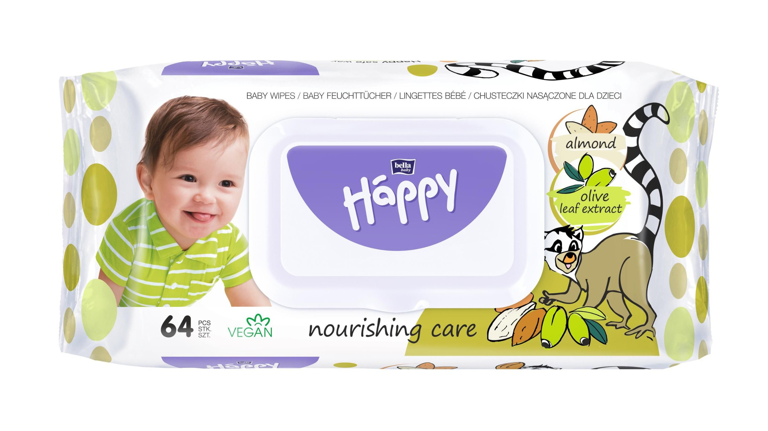Svět dětí - Bella Baby Happy Vhlčené ubrousky mandle a olivy 64 ks