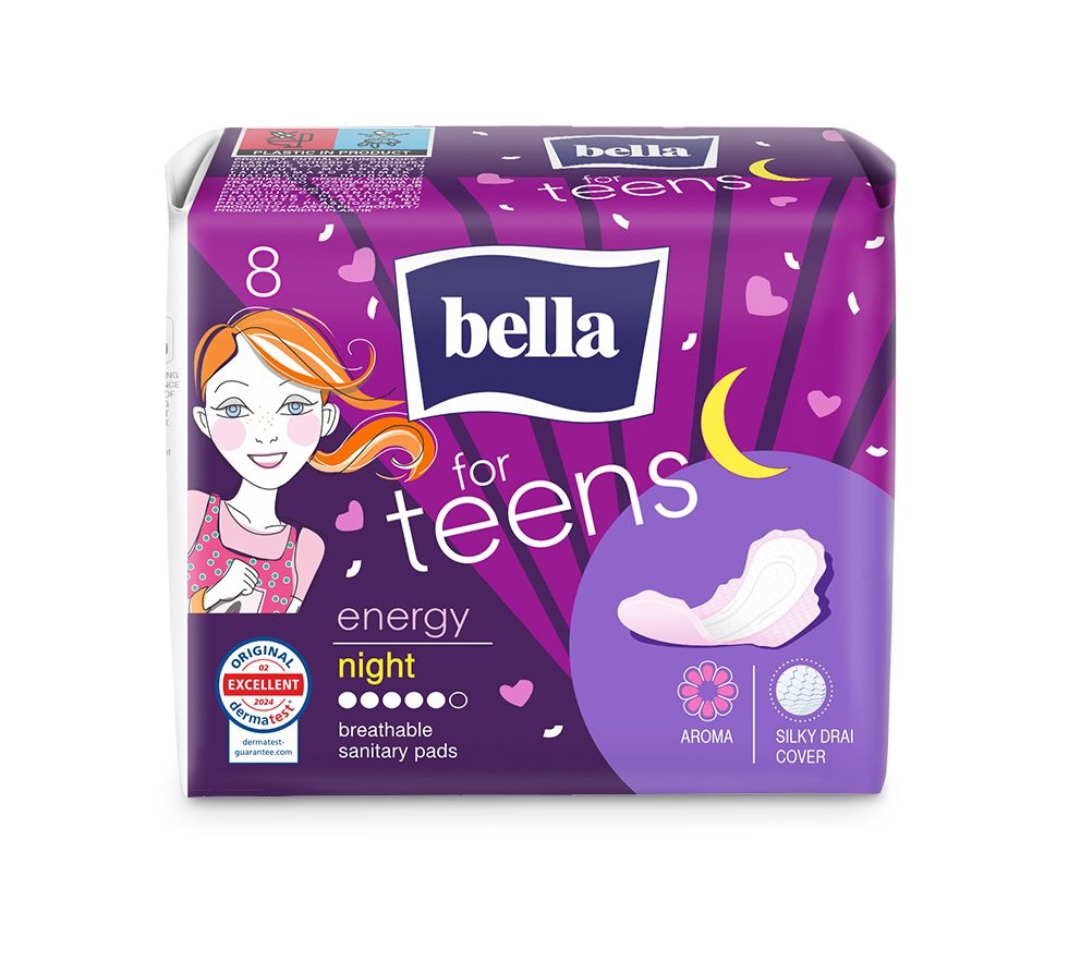 Drogerie a kosmetika - Bella for Teens Energy Night menstruační vložky noční 8 ks