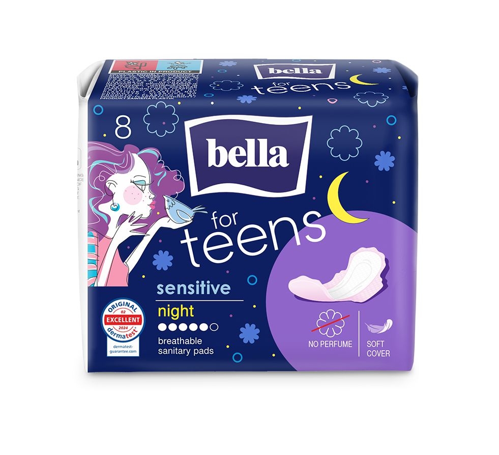 Drogerie a kosmetika - Bella for Teens Sensitive Night menstruační vložky noční 8 ks
