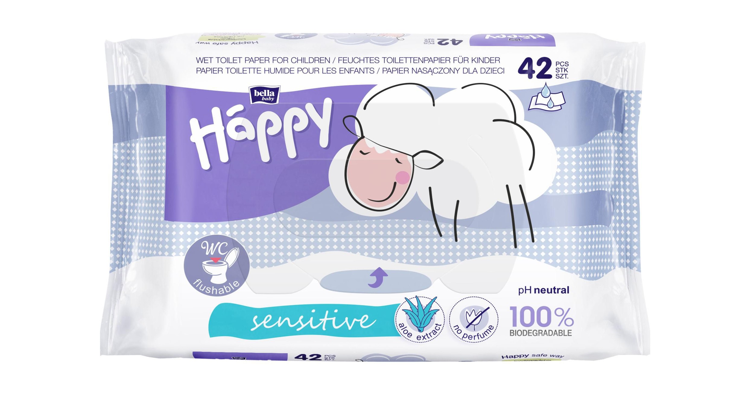 Svět dětí - Bella Happy Vlhčený toaletní papír Sensitive pro děti 42 ks