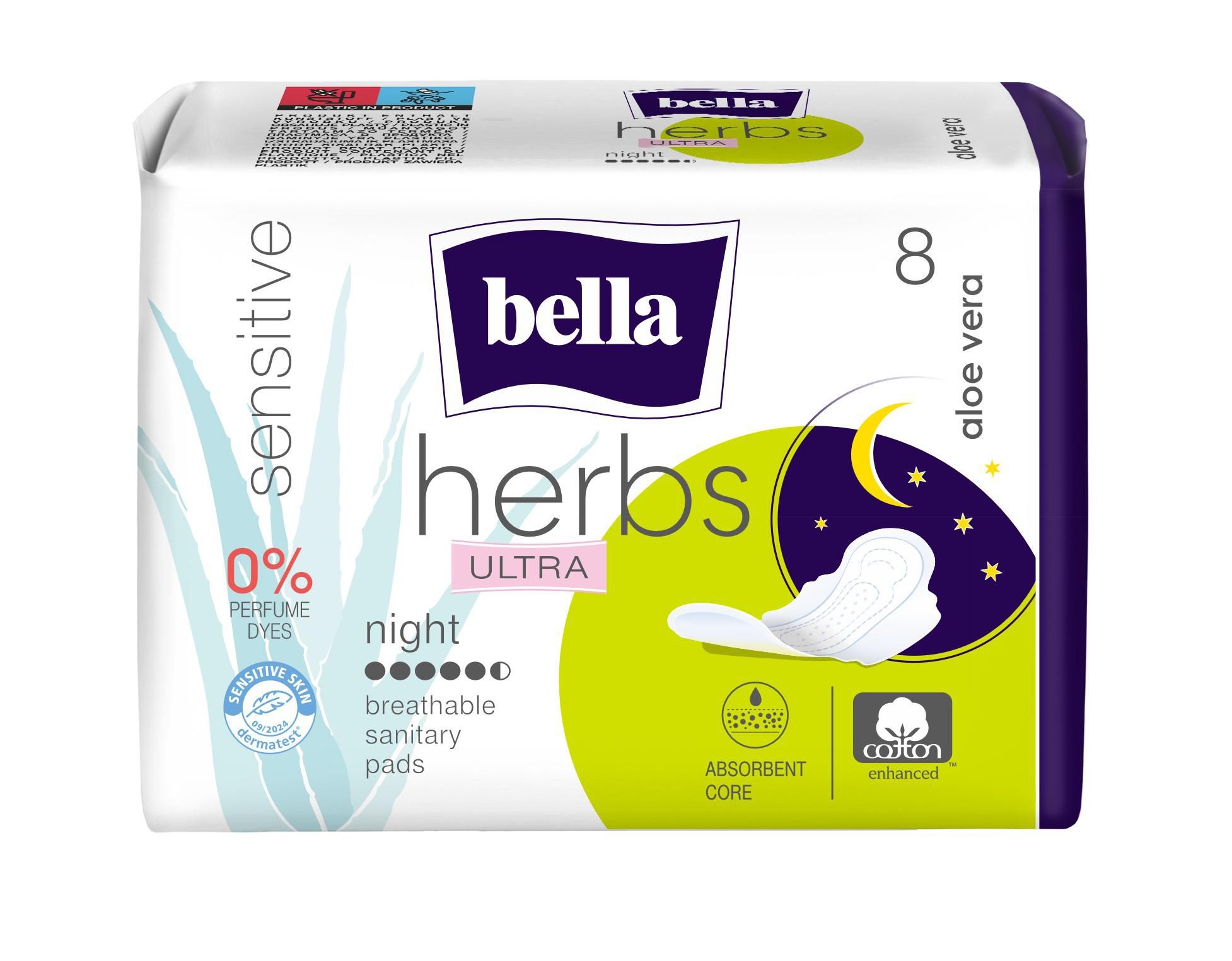 Drogerie a kosmetika - Bella Herbs Ultra Night Aloe vera, 8 ks