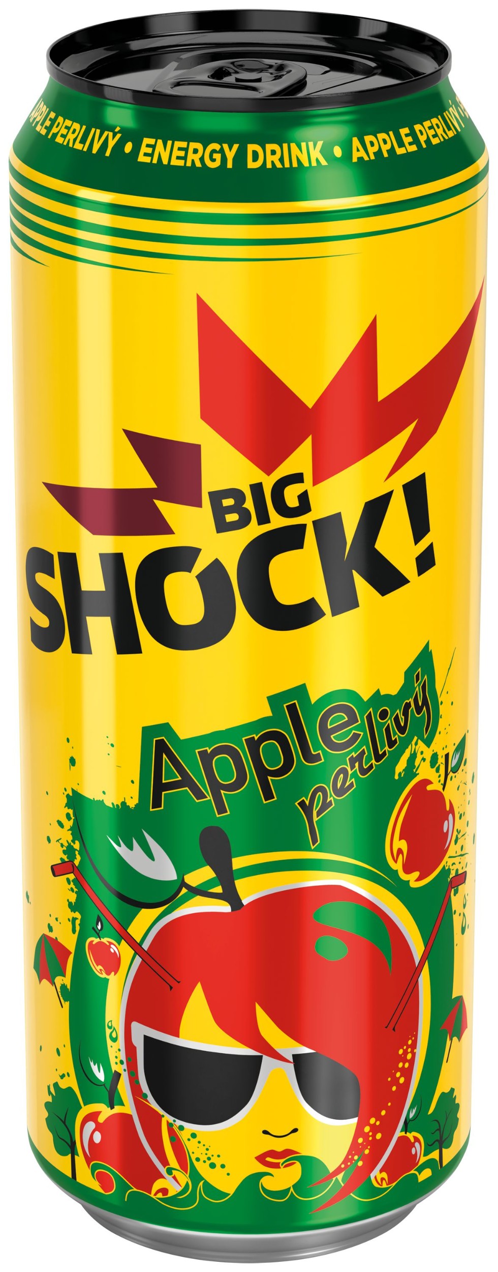 Nápoje - Big Shock! Energetický nápoj Apple 500ml plech