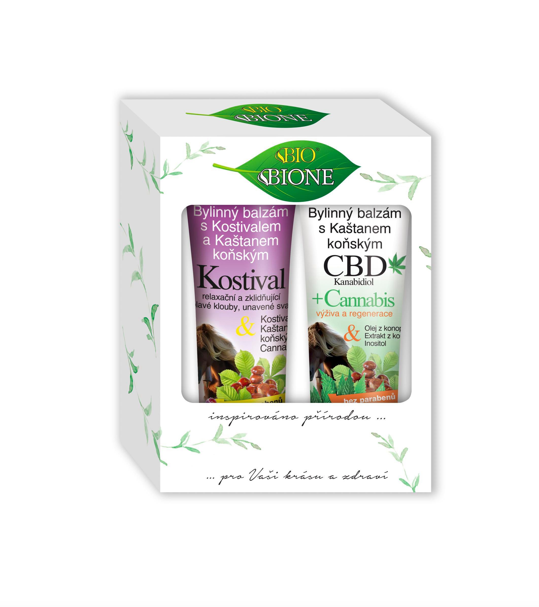 Drogerie a kosmetika - Bio Bione Bylinný balzám Kostival 300ml + Bylinný balzám CBD 300ml