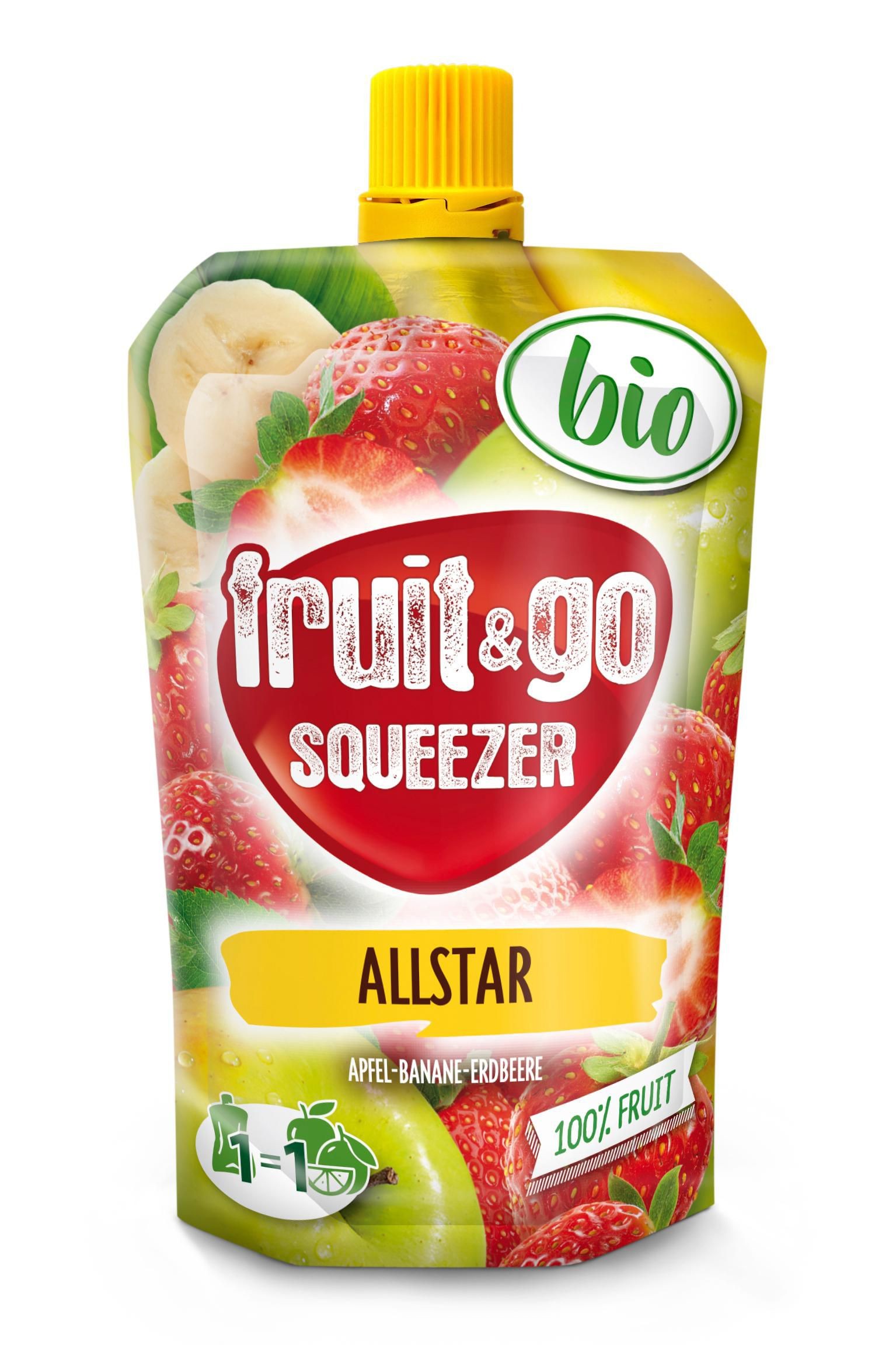 Zdravý svět - BIO fruit & go Allstar jablko-banán-jahoda 100g