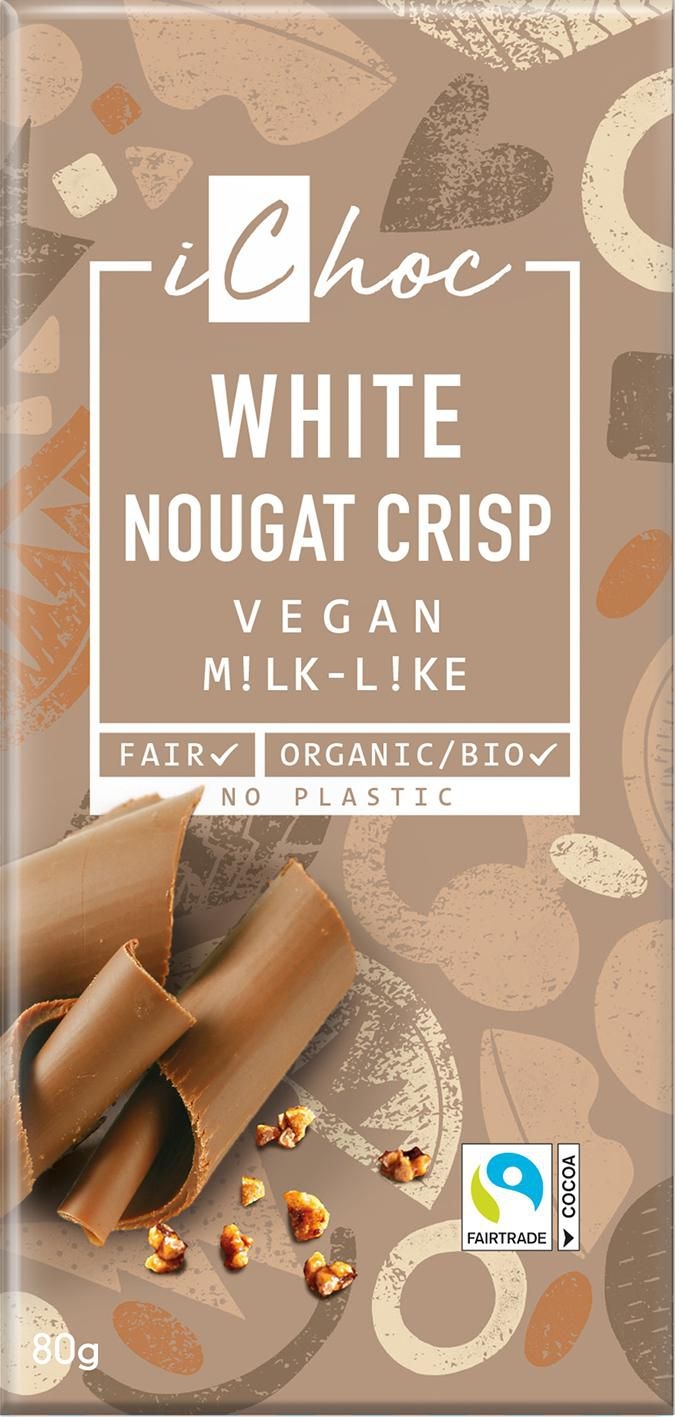 Trvanlivé potraviny - Bio Nebio BIO vegan bílý nugát s oříšky iChoc 80 g