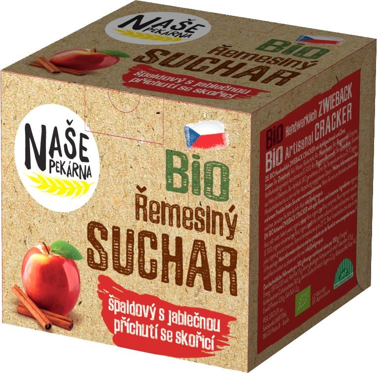 Zdravý svět - BIO řemeslný suchar s jablečnou šťávou se skořicí 180g
