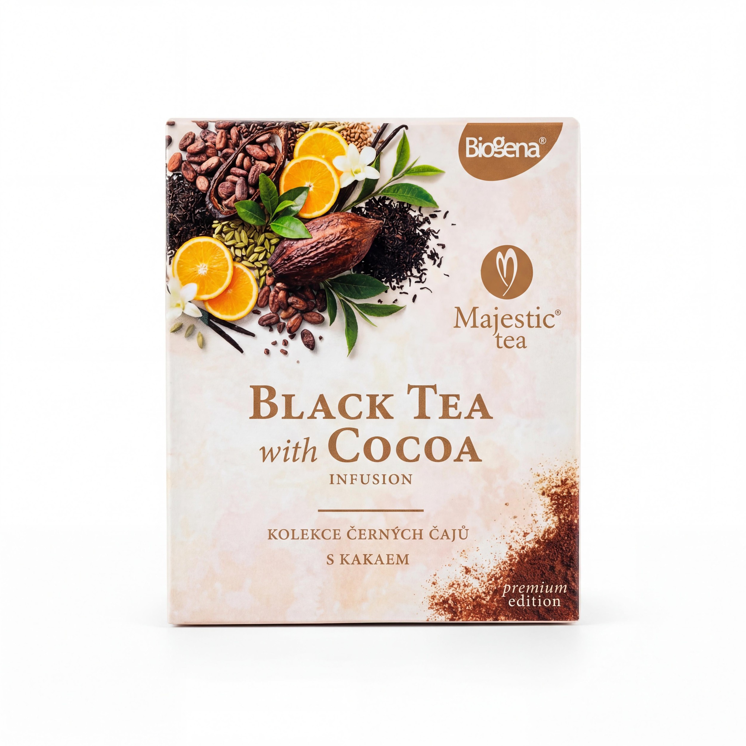 Nápoje - Biogena Majestic Black tea with cocoa kolekce černých čajů s kakaem 80g