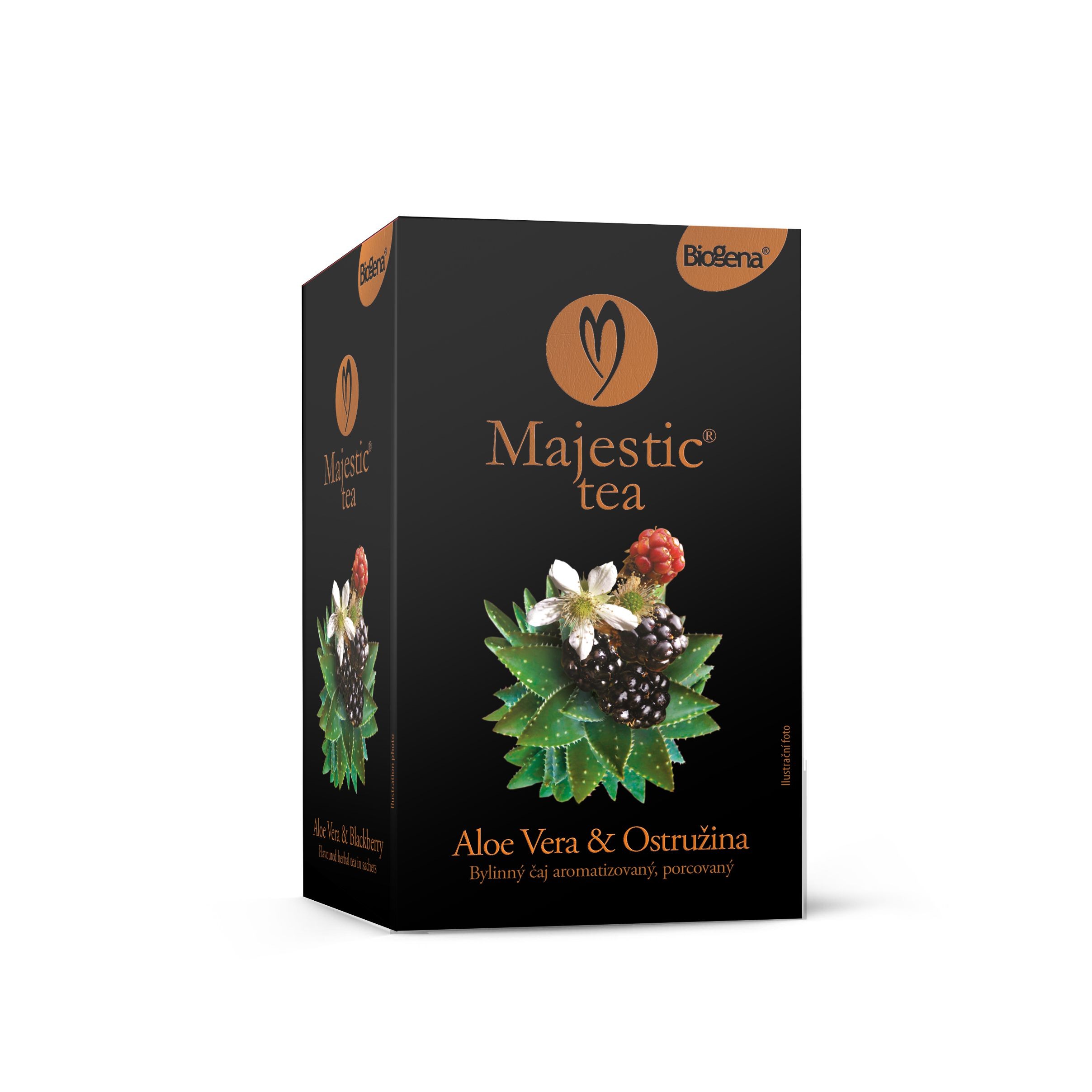 Nápoje - Biogena Majestic Tea Aloe vera & ostružina bylinný čaj aromatizovaný, porcovaný 20x2,5 g
