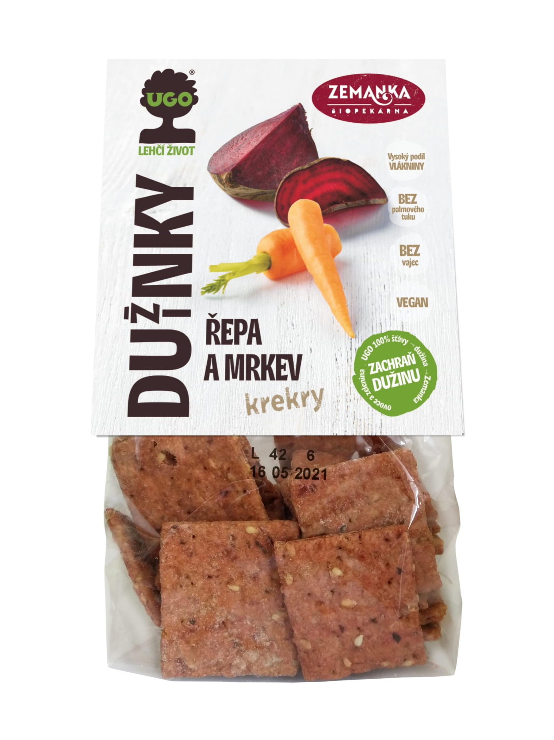 Zdravý svět - Biopekárna Zemanka Slané krekry s dužinou z červené řepy a mrkve 100g
