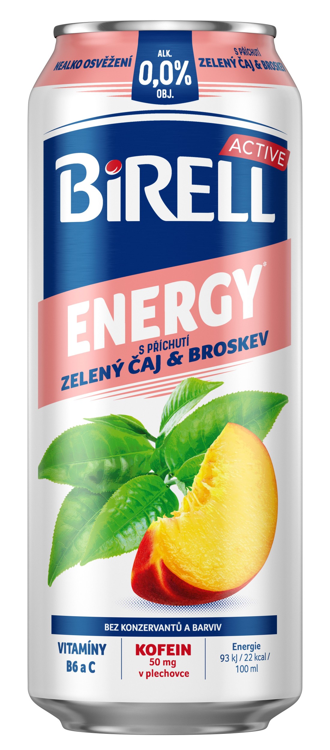 Nápoje - Birell Energy Zelený čaj & Broskev 0,5l