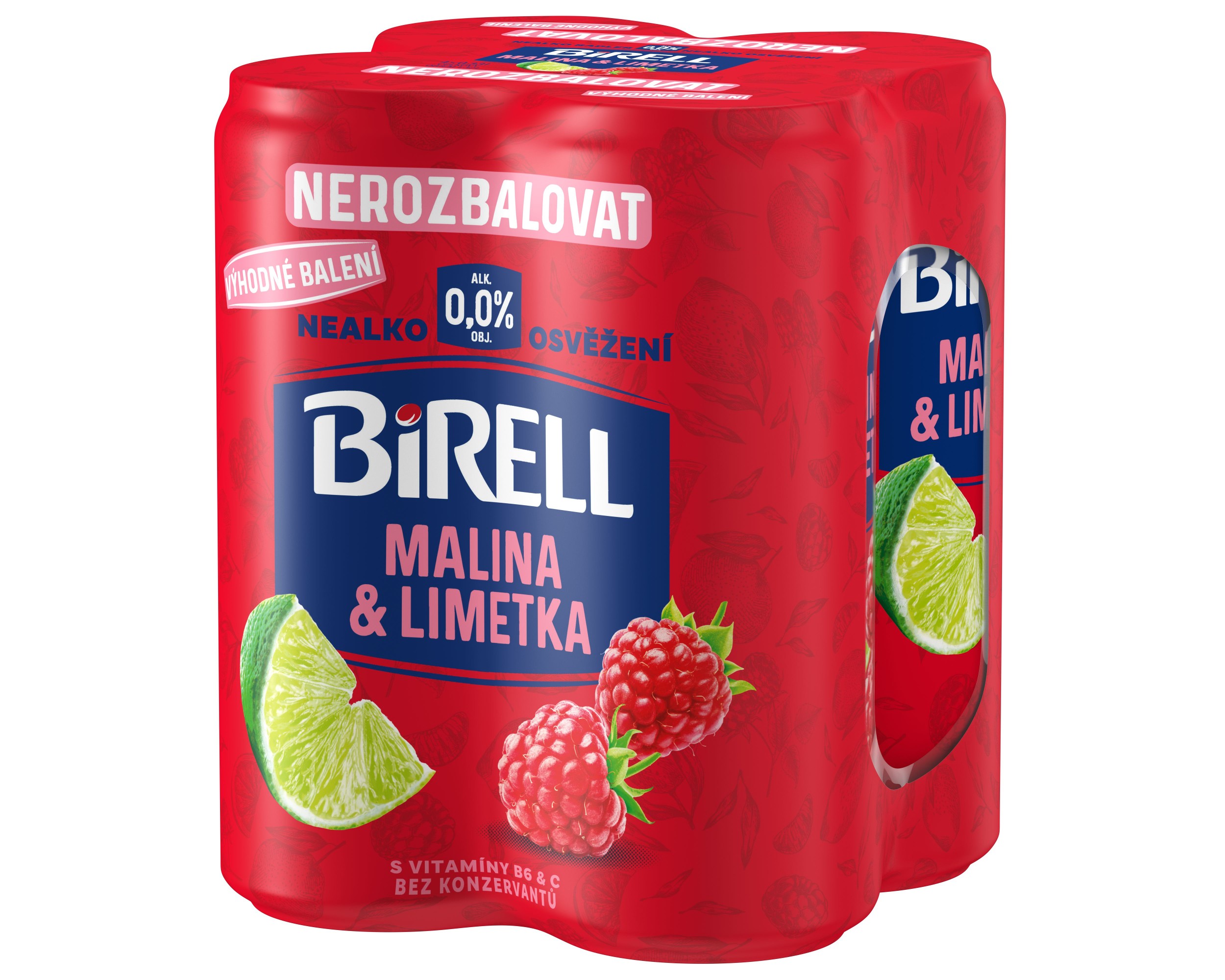 Nápoje - Birell Malina & Limetka 4 x 0,33 l
