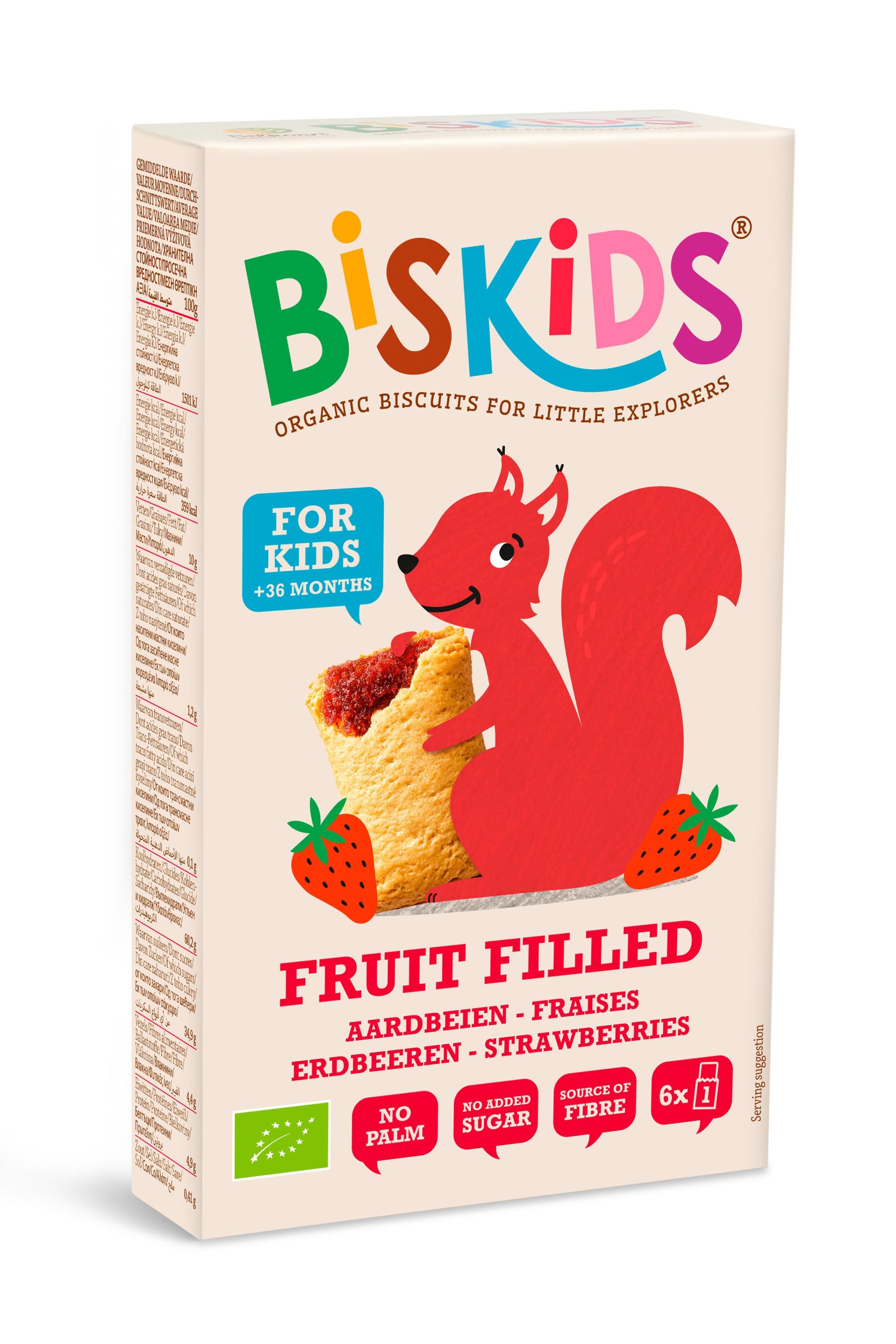 Zdravý svět - Biskids BIO měkké dětské sušenky s jahodovým pyré bez přidaného cukru 33% ovoce 120g