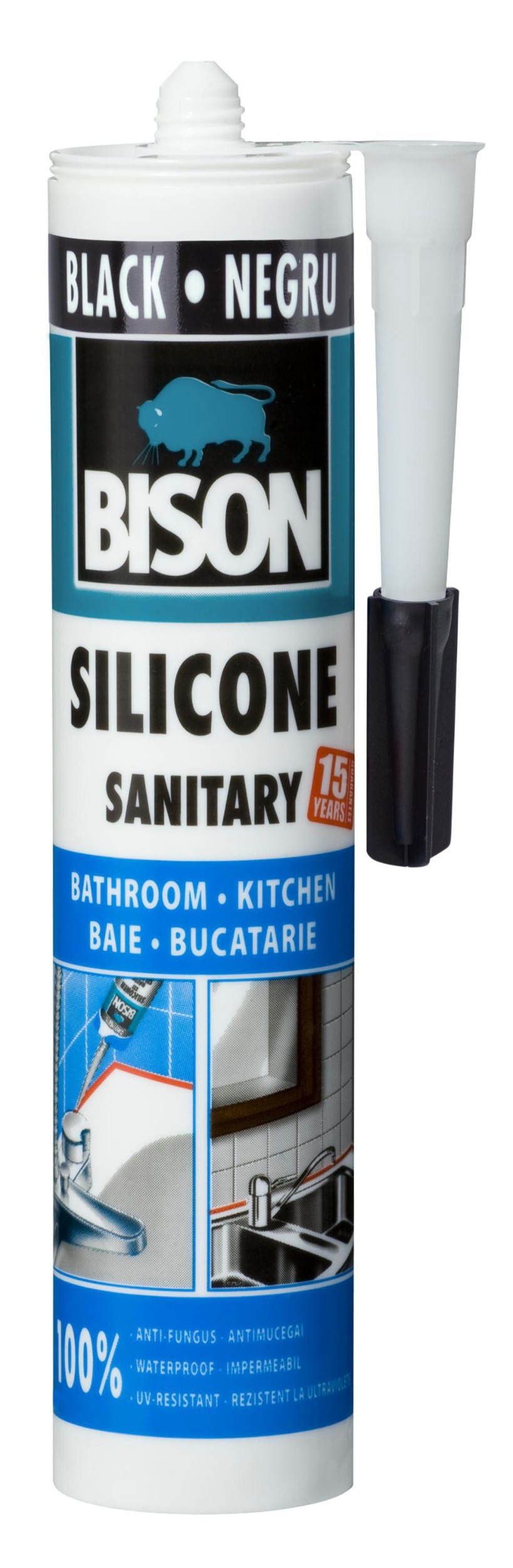 Domácnost a Zahrada - Bison Sanitary silikonový tmel černý 280ml