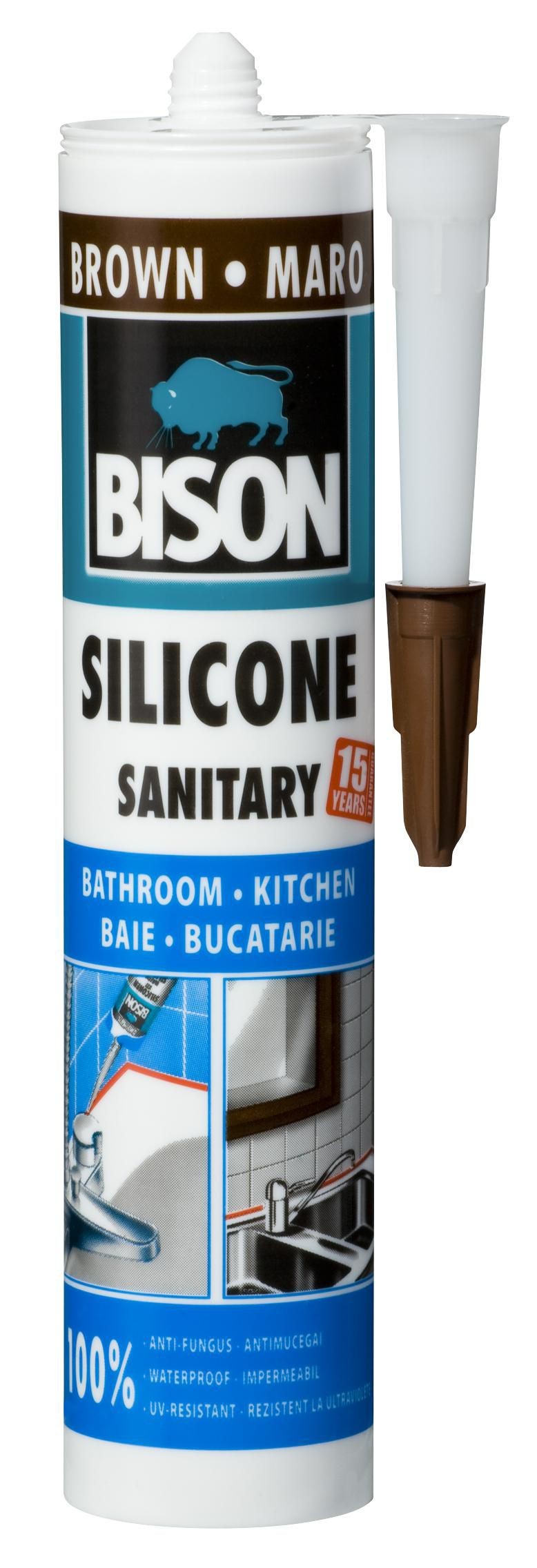 Domácnost a Zahrada - Bison Sanitary silikonový tmel hnědý 280ml