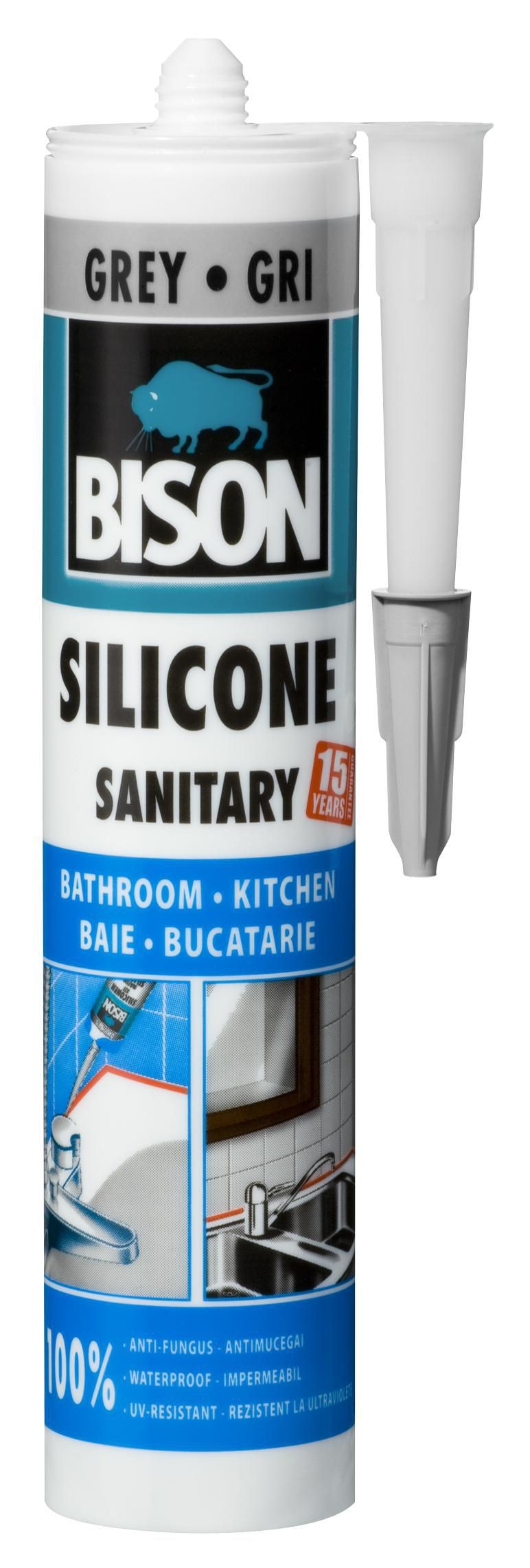 Domácnost a Zahrada - Bison Sanitary silikonový tmel šedý 280ml