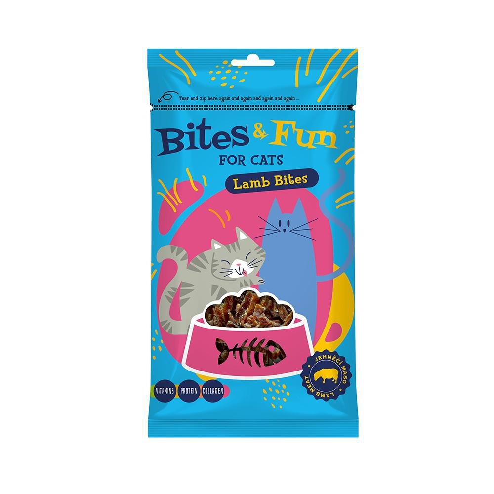 Svět zvířat - Bites&Fun jehněčí kousky pro kočky 60 g