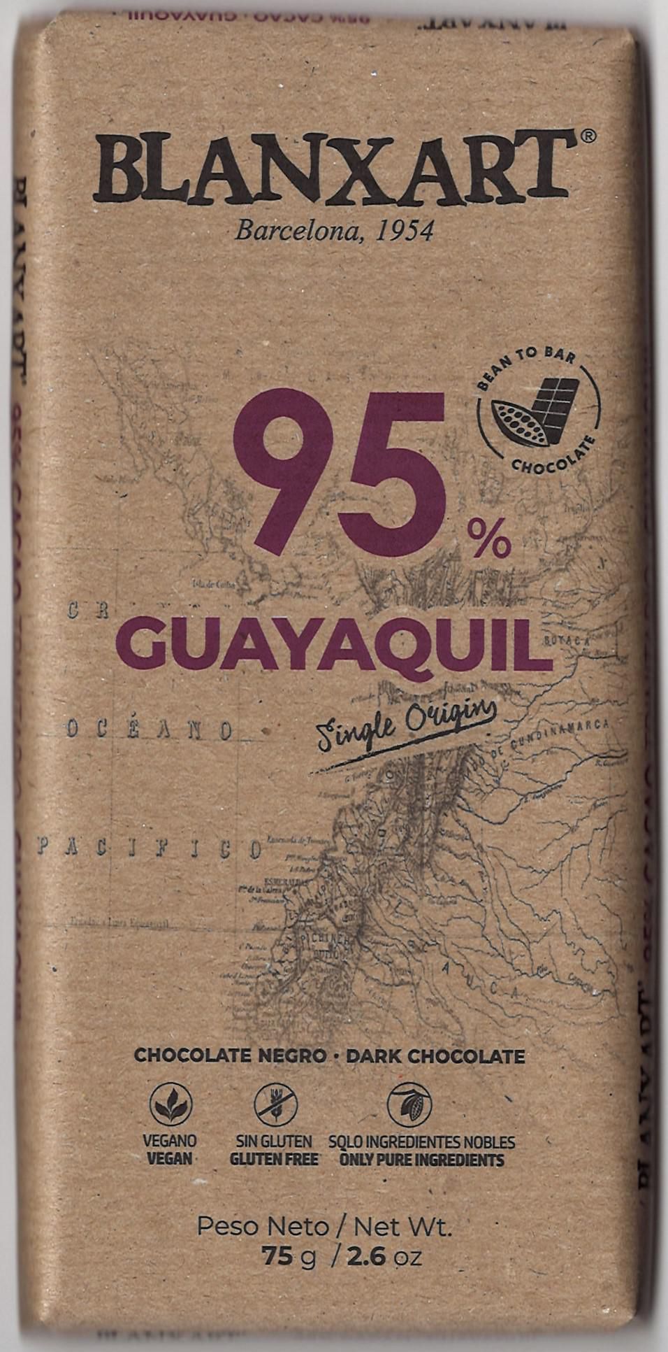 Trvanlivé potraviny - Blanxart Guayaqil 95% hořká čokoláda 75g