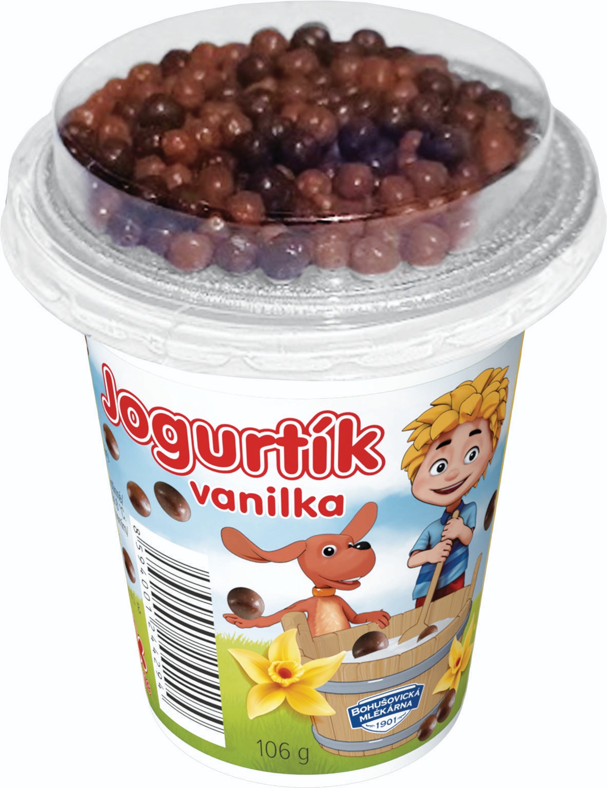 Mléčné a chlazené - Bobík Jogurtík vanilka s čokokuličkami 106g