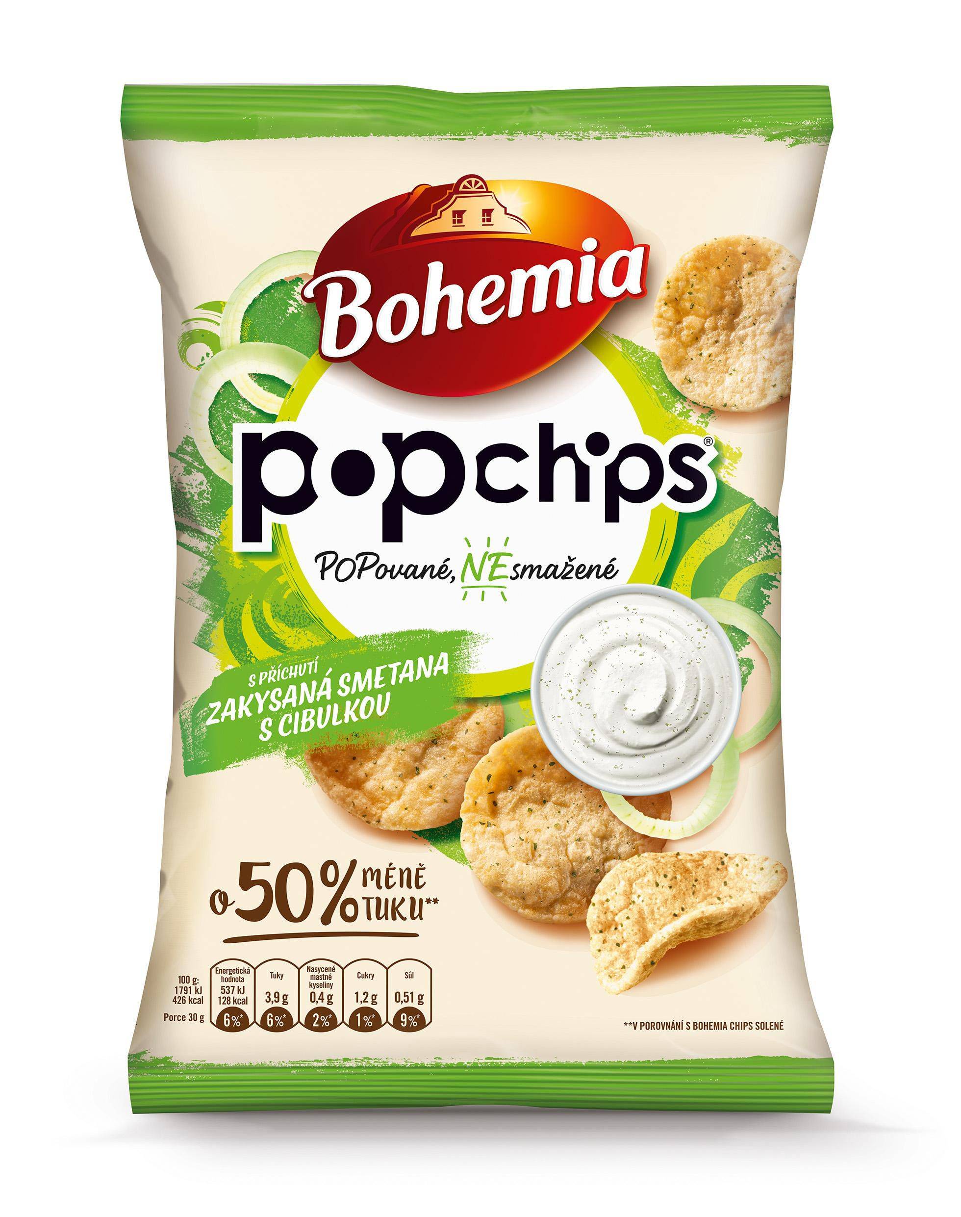 Trvanlivé potraviny - Bohemia PopChips Zakysaná smetana s cibulkou 65g