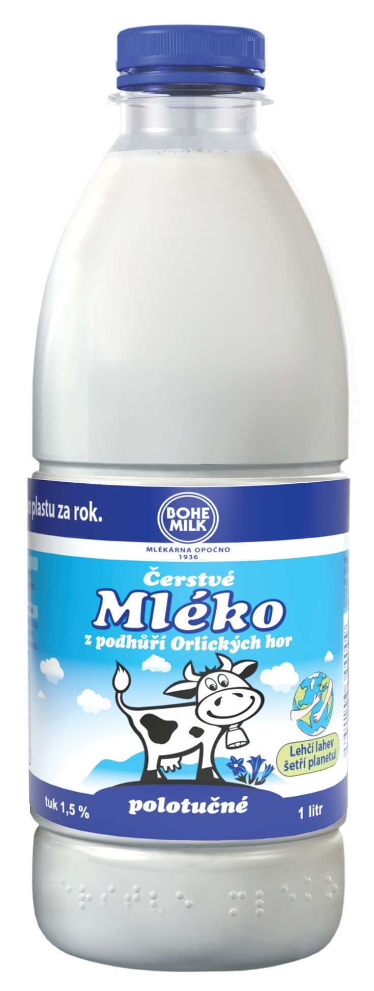 Mléčné a chlazené - Bohemilk Čerstvé polotučné mléko 1,5 %, 1 l