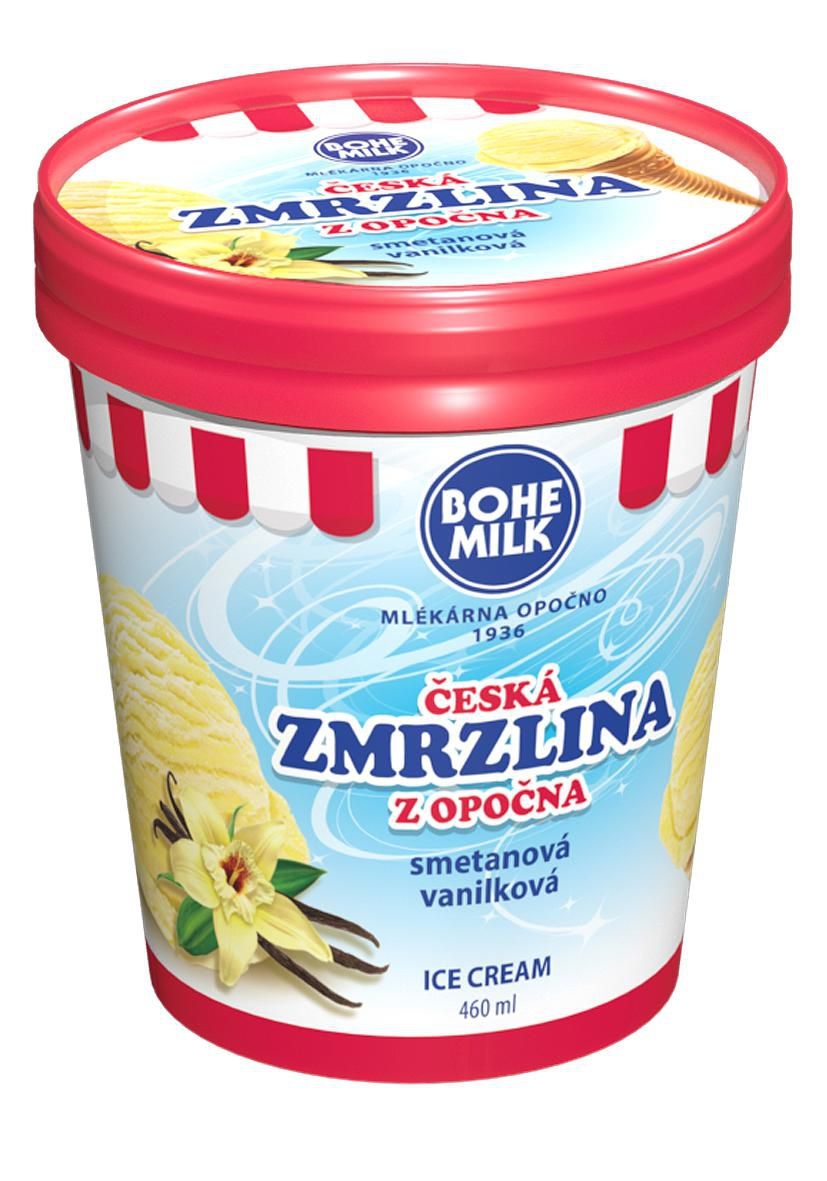 Mražené potraviny - Bohemilk Česká zmrzlina z Opočna - Smetanová vanilková, 460 ml