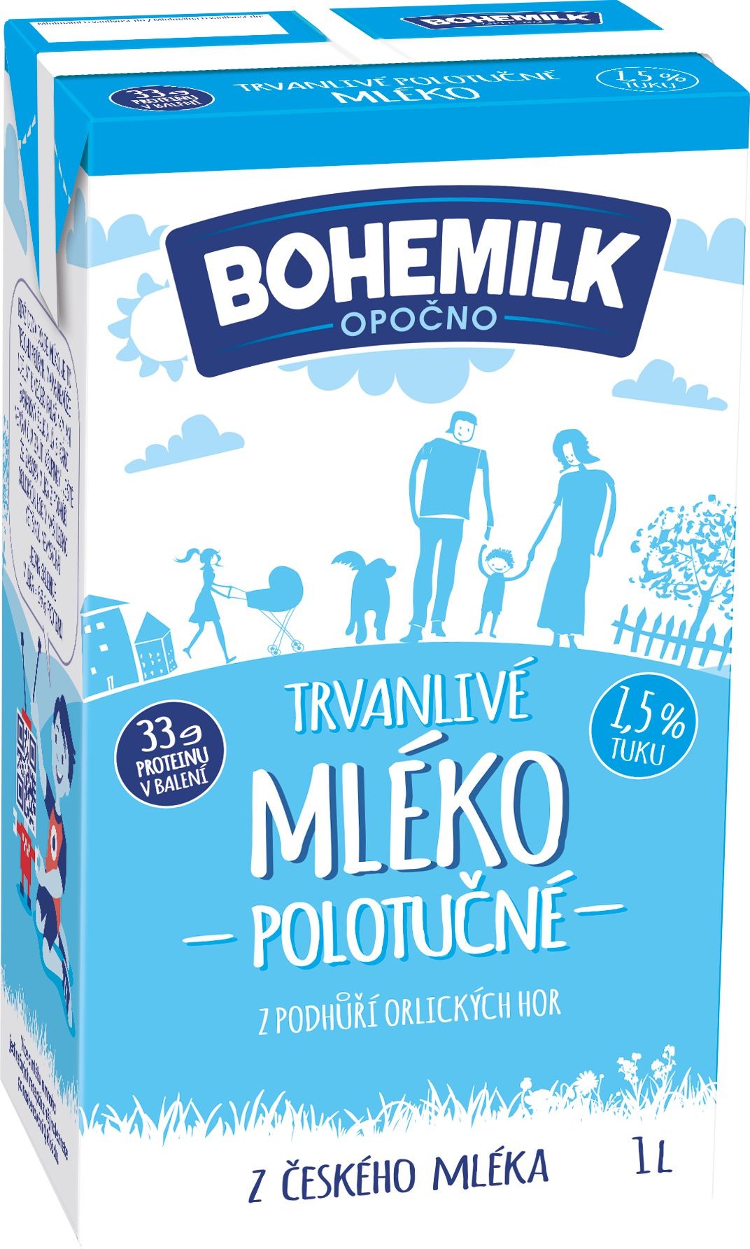 Mléčné a chlazené - Bohemilk mléko trvanlivé polotučné 1,5% 1l