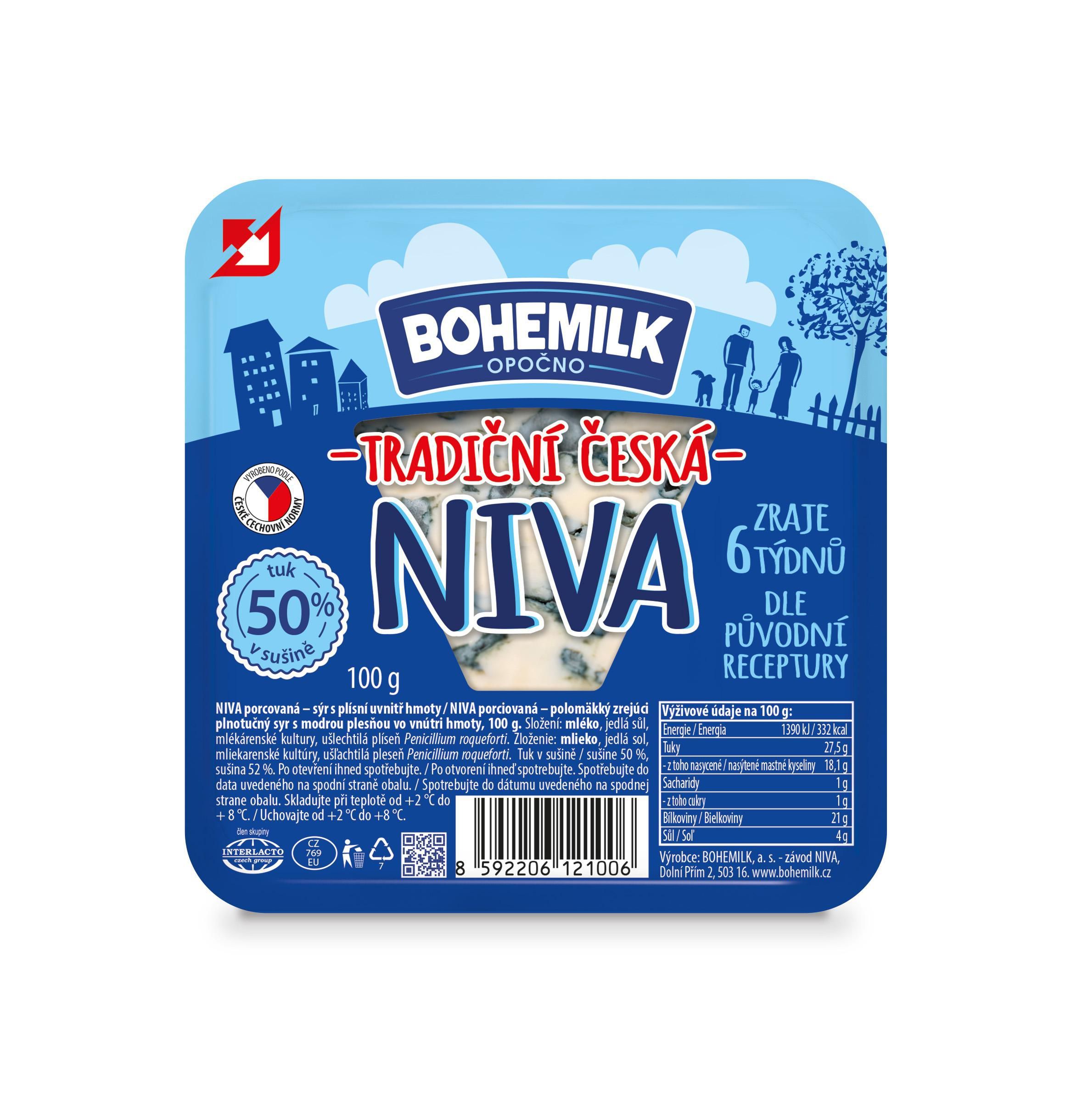 Mléčné a chlazené - Bohemilk Niva niva 50% t.v.s.  porce 100 g