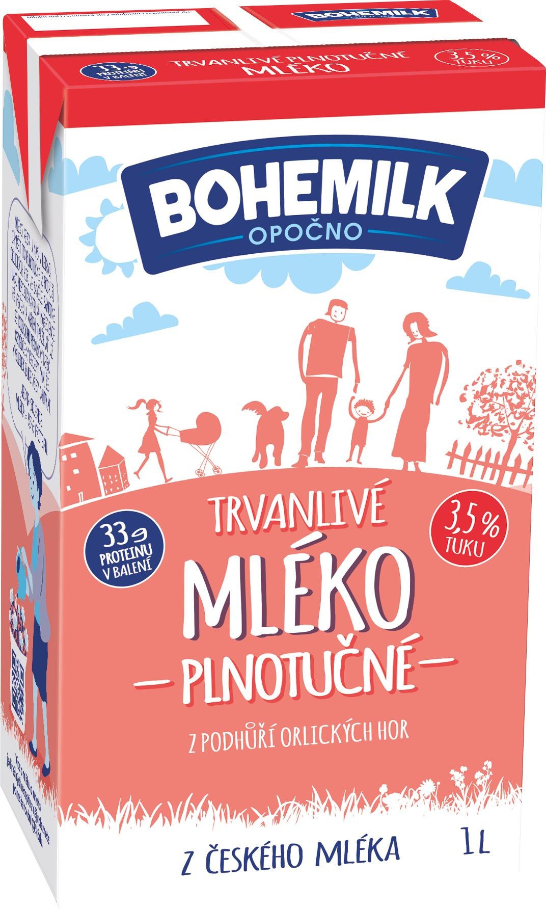 Mléčné a chlazené - Bohemilk, Trvanlivé mléko z podhůří Orlických hor - plnotučné 1 l