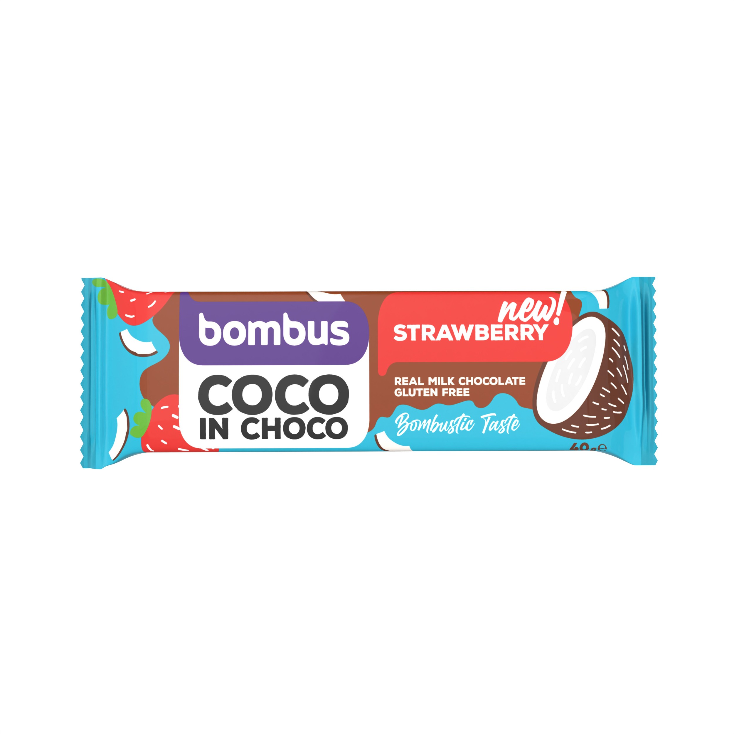 Zdravý svět - Bombus Kokosová tyčinka s jahodou v čokoládě 40g