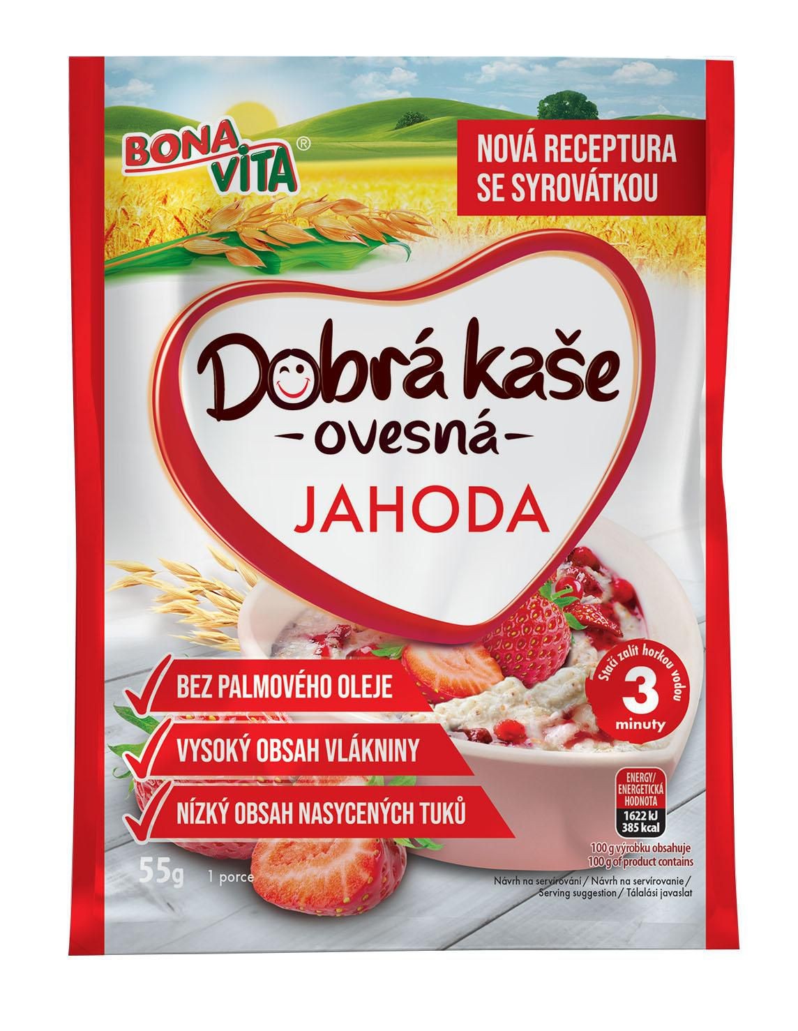 Trvanlivé potraviny - Bona Vita Dobrá kaše ovesná jahoda  55g
