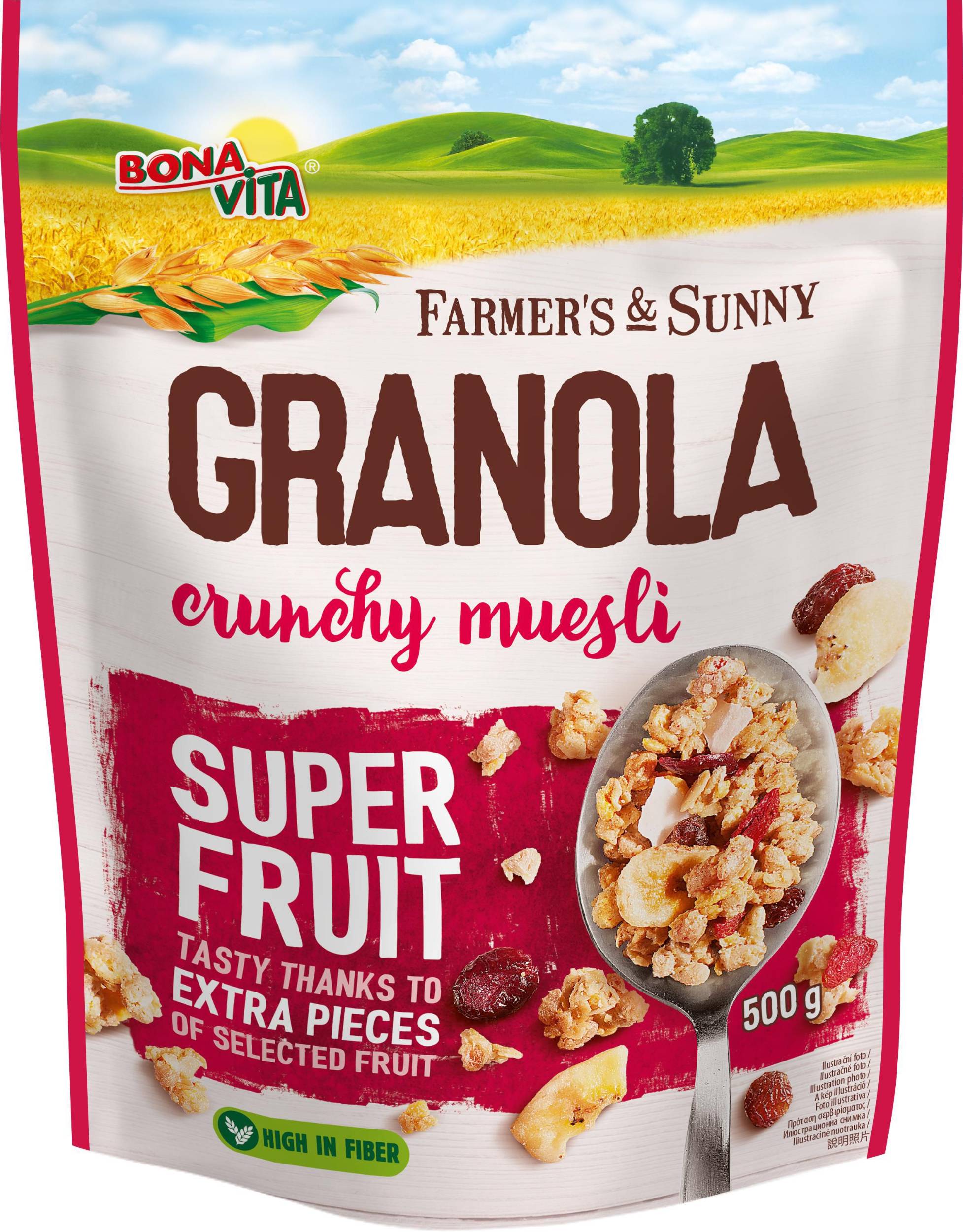 Trvanlivé potraviny - Bona Vita Farmer's & Sunny Granola musli super fruit 500 g