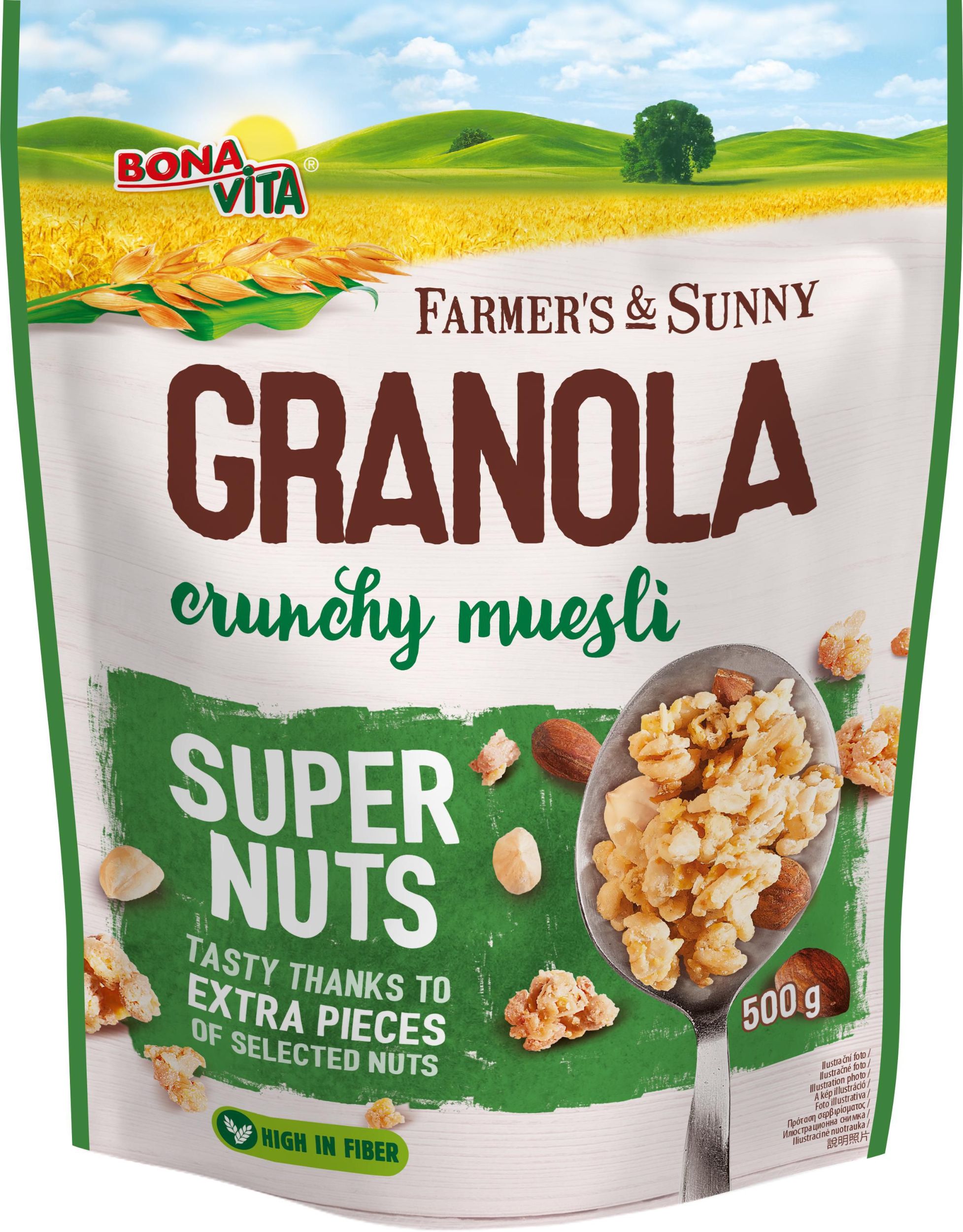 Trvanlivé potraviny - Bona Vita Farmer's & Sunny Granola musli super nuts 500 g