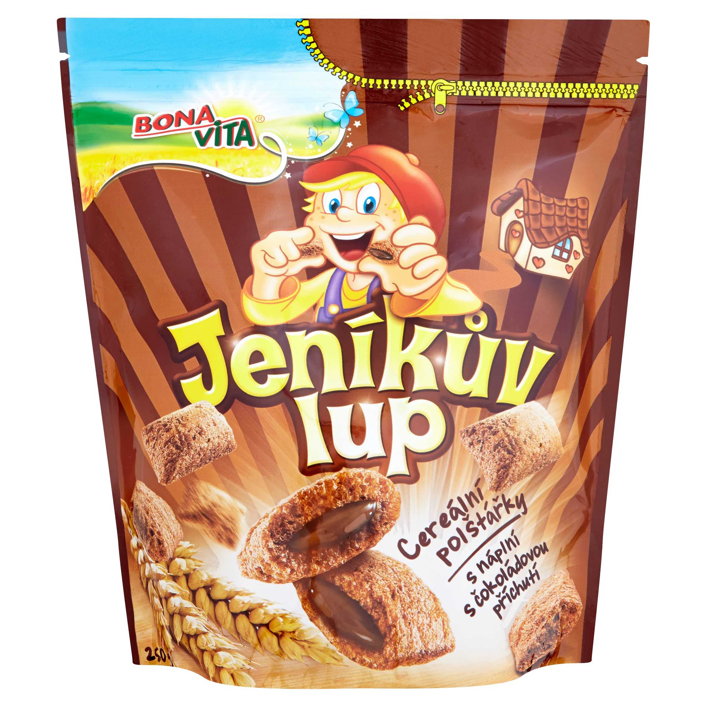 Trvanlivé potraviny - Bona Vita Jeníkův lup cereální polštářky s čokoládovou příchutí 250 g