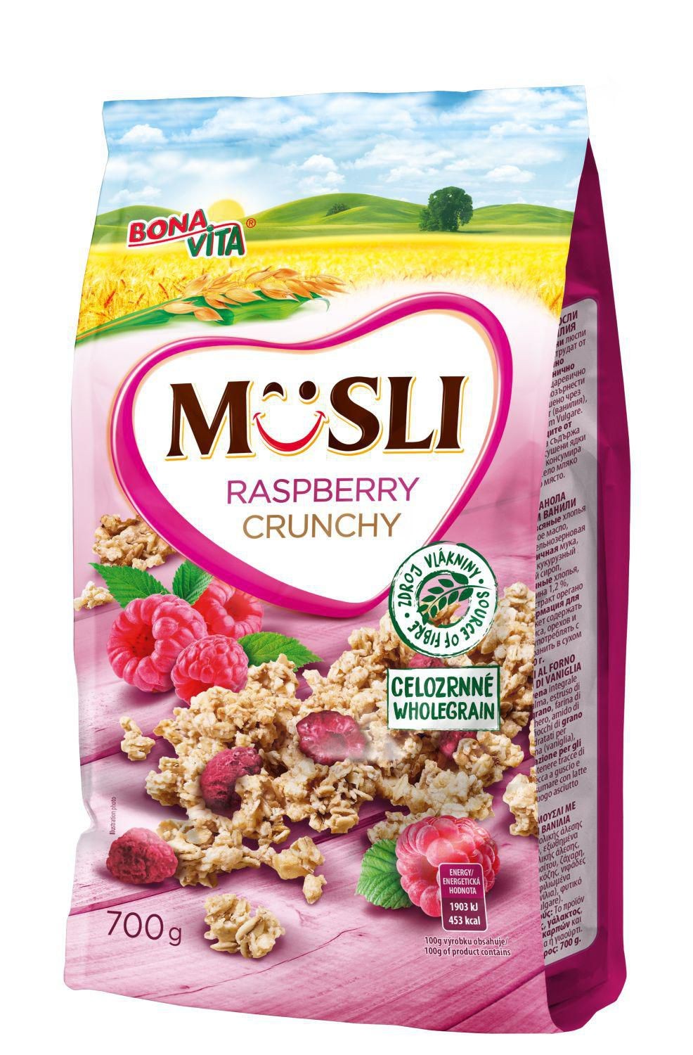 Trvanlivé potraviny - Bona Vita Musli s malinami zapékané & křupavé 700 g