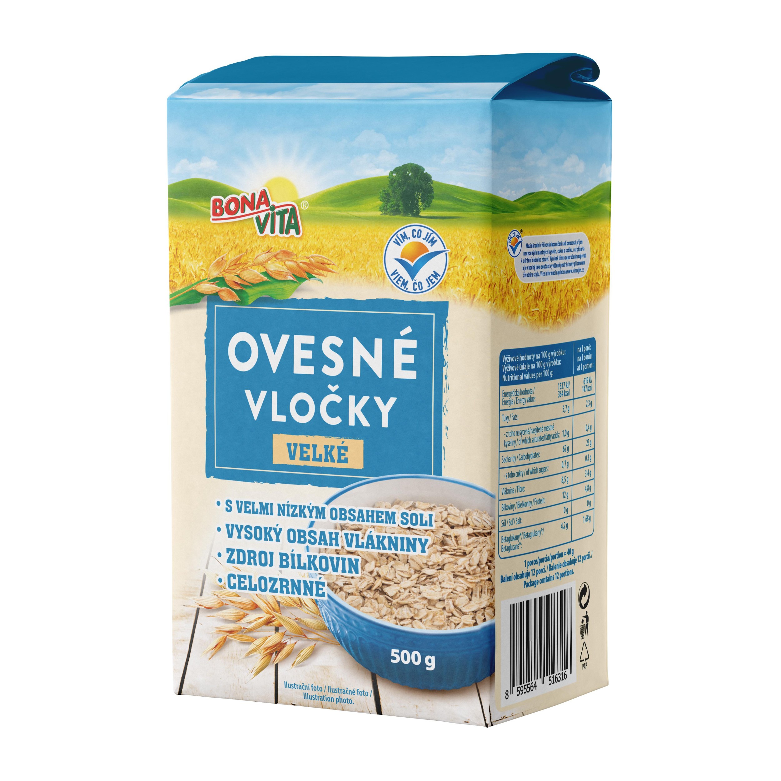 Trvanlivé potraviny - Bona Vita Ovesné vločky 500g