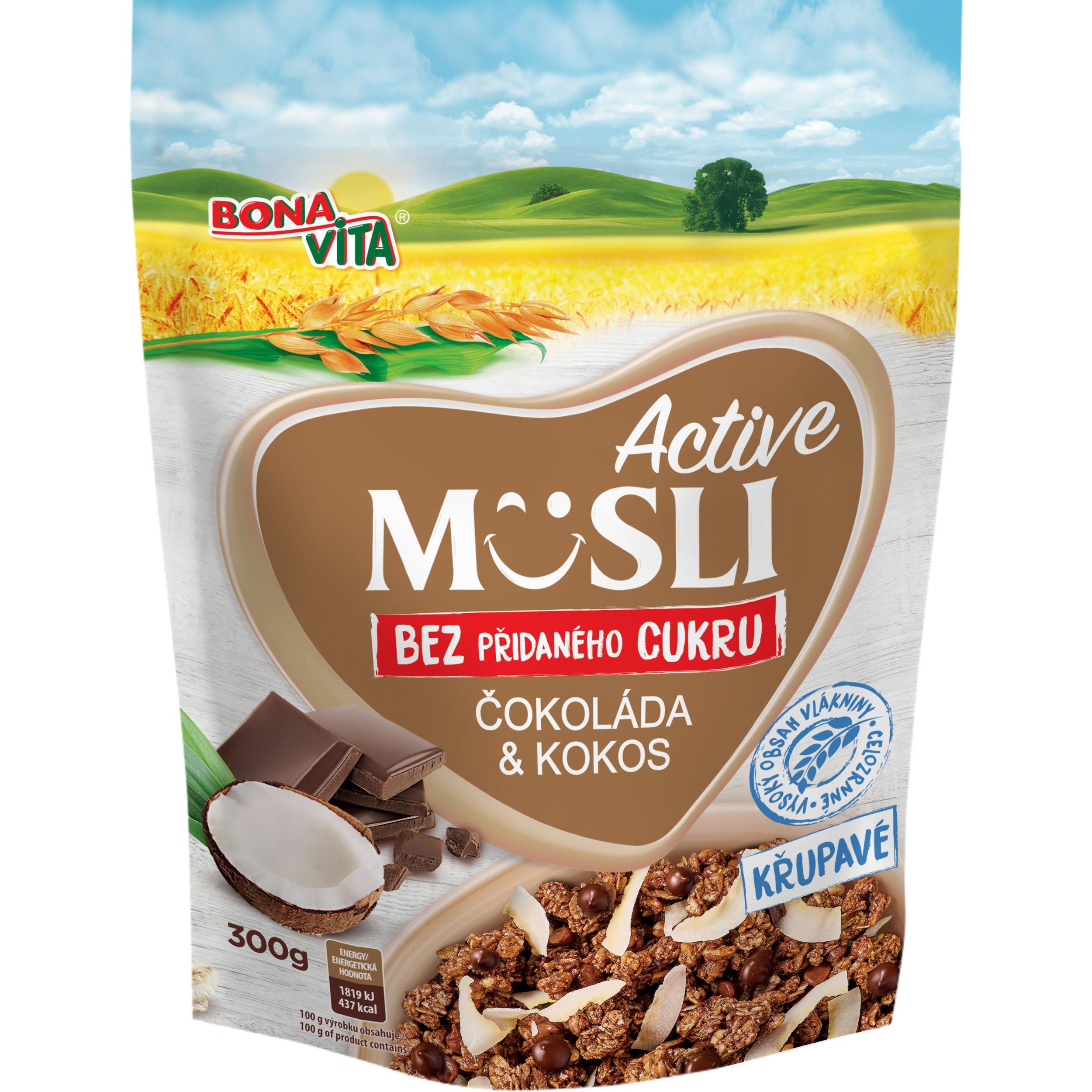 Trvanlivé potraviny - Bonavita Active musli čoko&kokos 300g