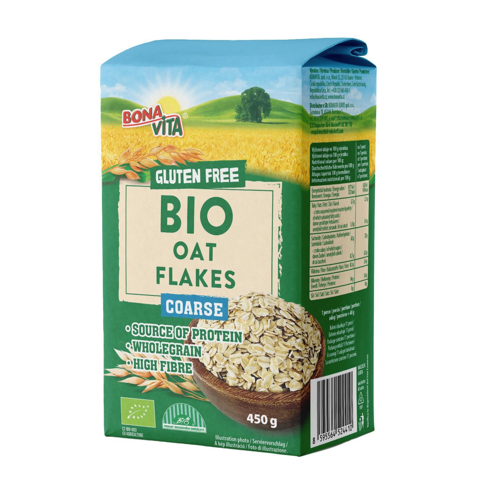 Zdravý svět - Bonavita BIO Ovesné vločky celé bez lepku 450g