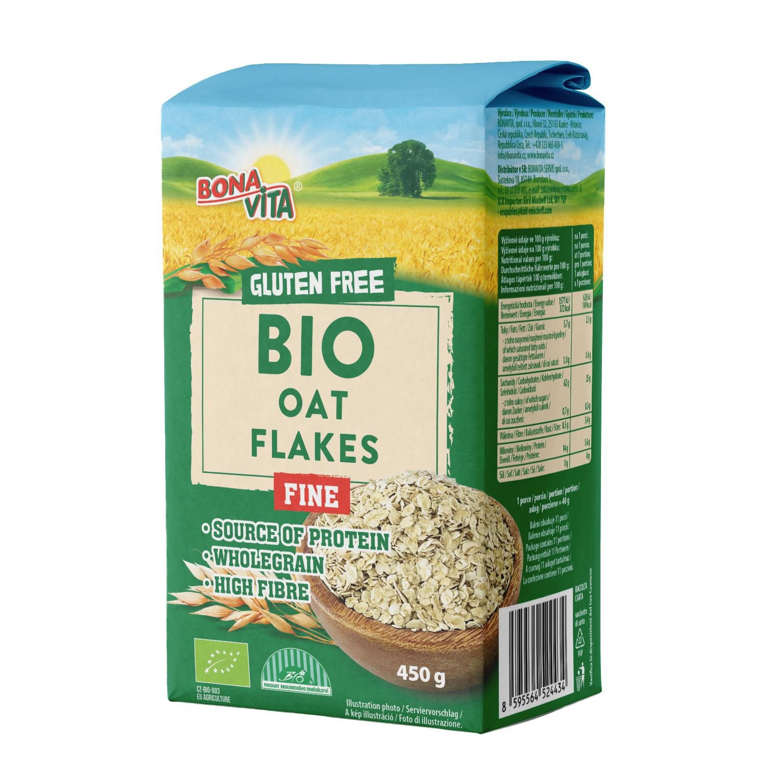 Zdravý svět - Bonavita BIO Ovesné vločky jemné bez lepku 450g
