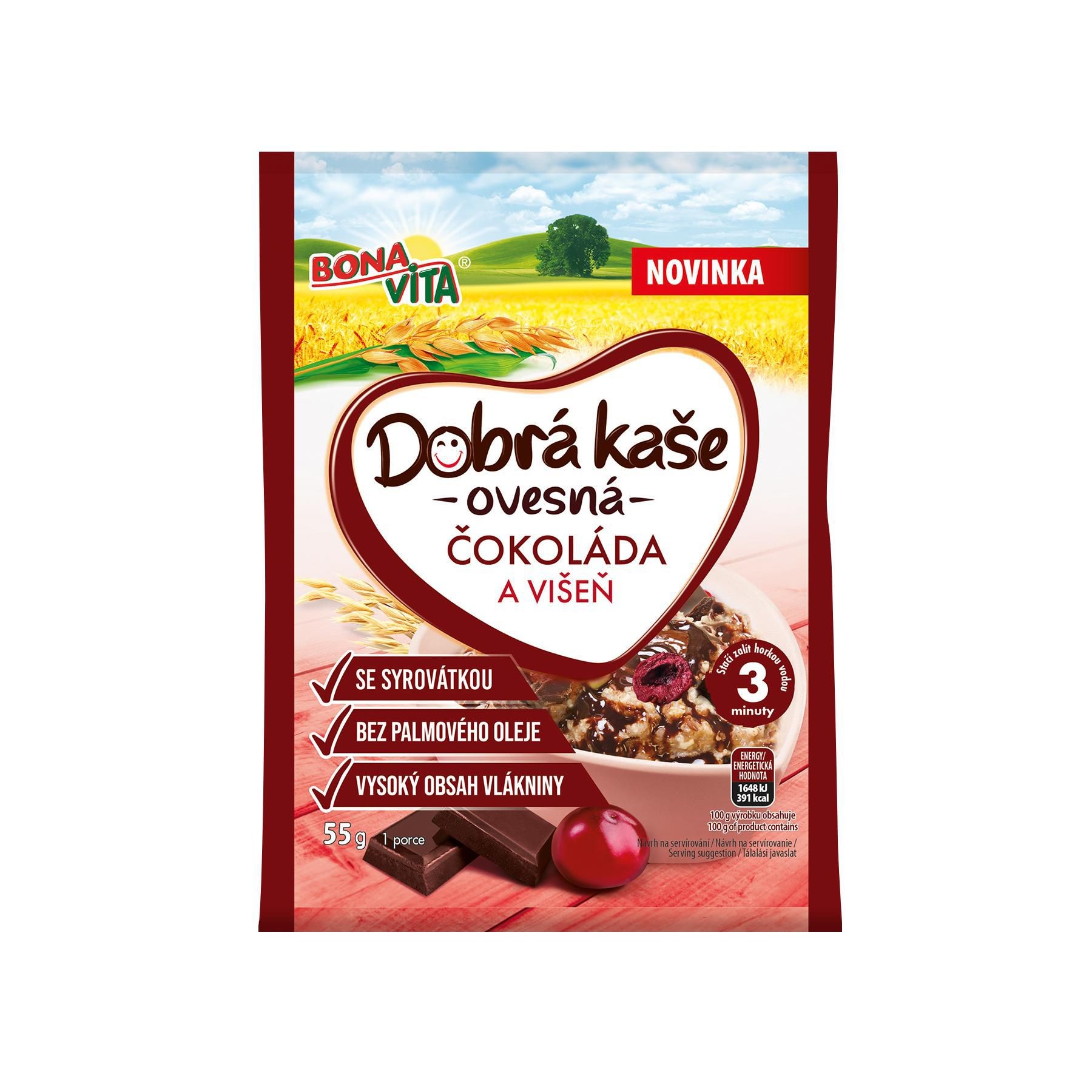 Trvanlivé potraviny - Bonavita Dobrá kaše čokoláda a višeň 55g