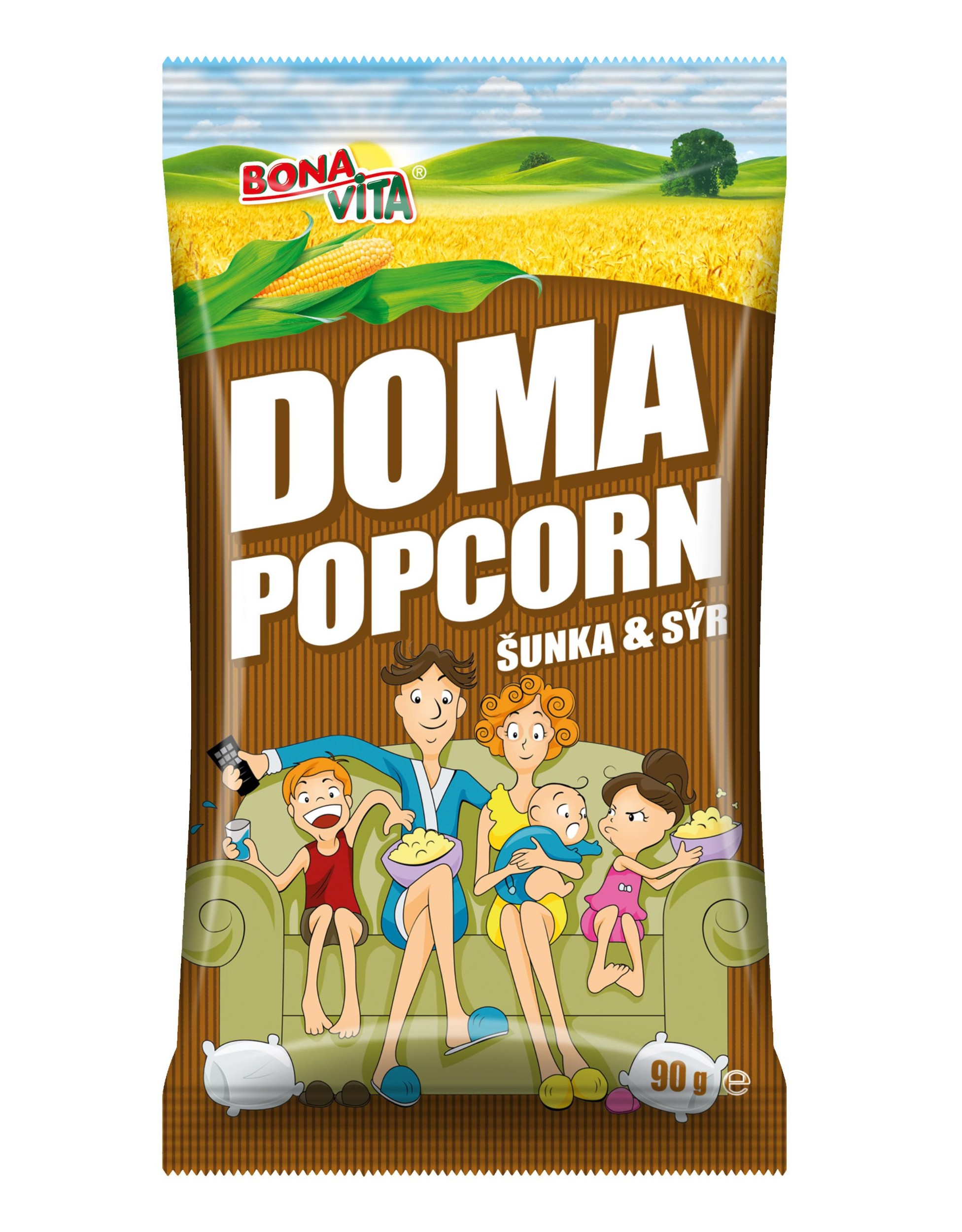 Trvanlivé potraviny - Bonavita Doma popcorn šunka sýr 90g