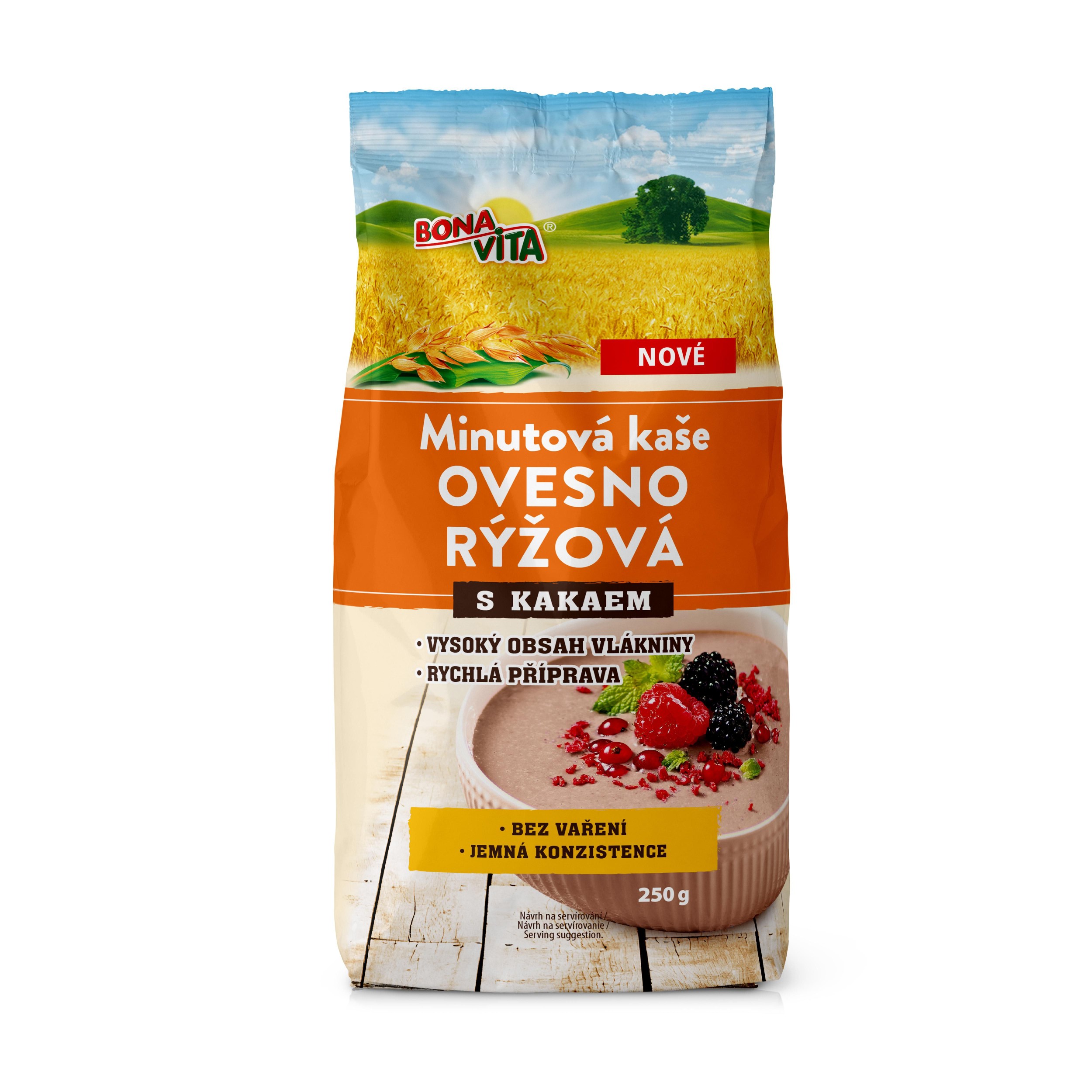 Trvanlivé potraviny - Bonavita Minutová kaše ovesnorýžová s kakaem 250g