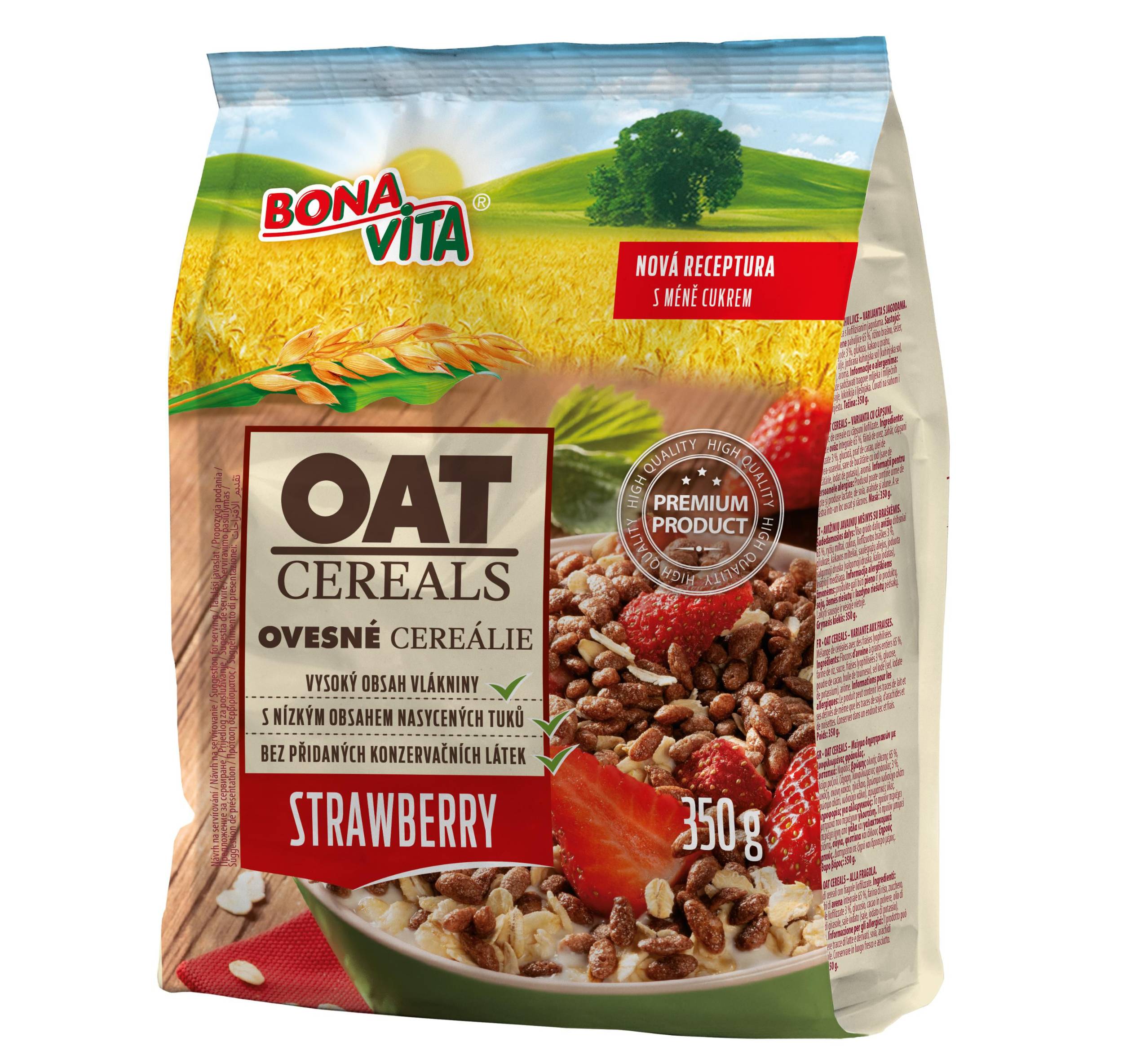 Trvanlivé potraviny - Bonavita Ovesné cereálie jahoda 350g