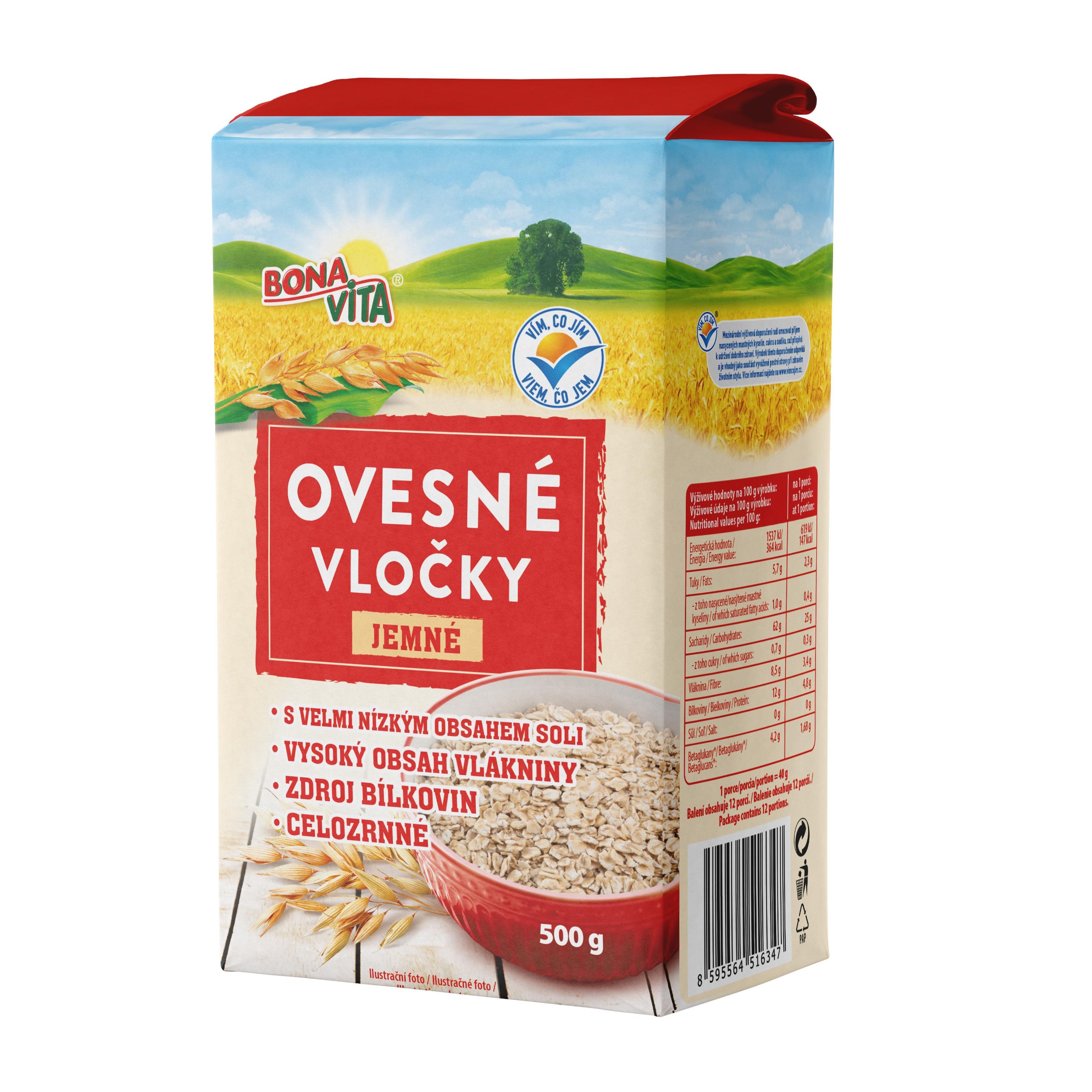 Trvanlivé potraviny - Bonavita Ovesné vločky jemné  500g