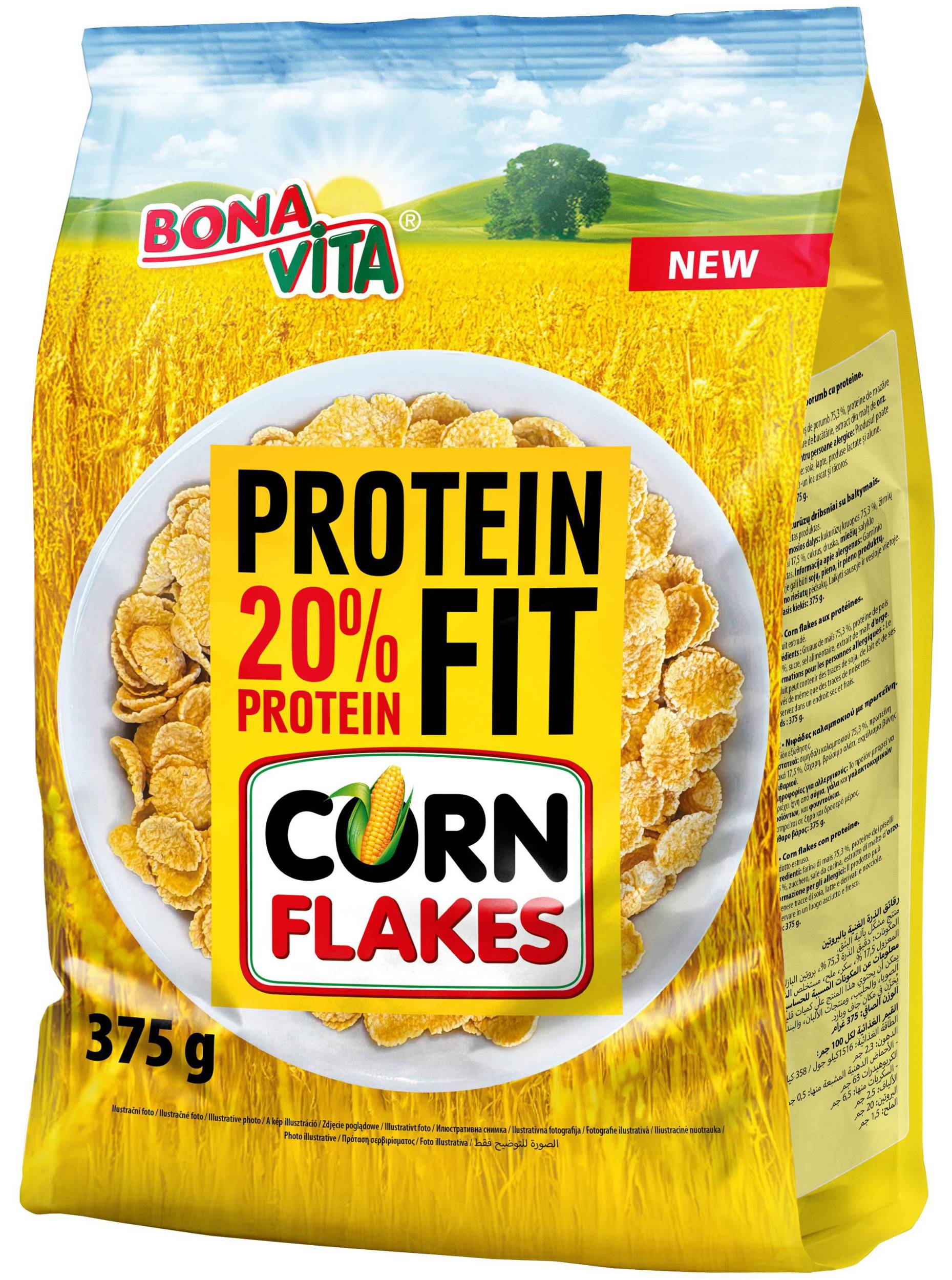 Trvanlivé potraviny - Bonavita Protein FIT corn flakes 375g
