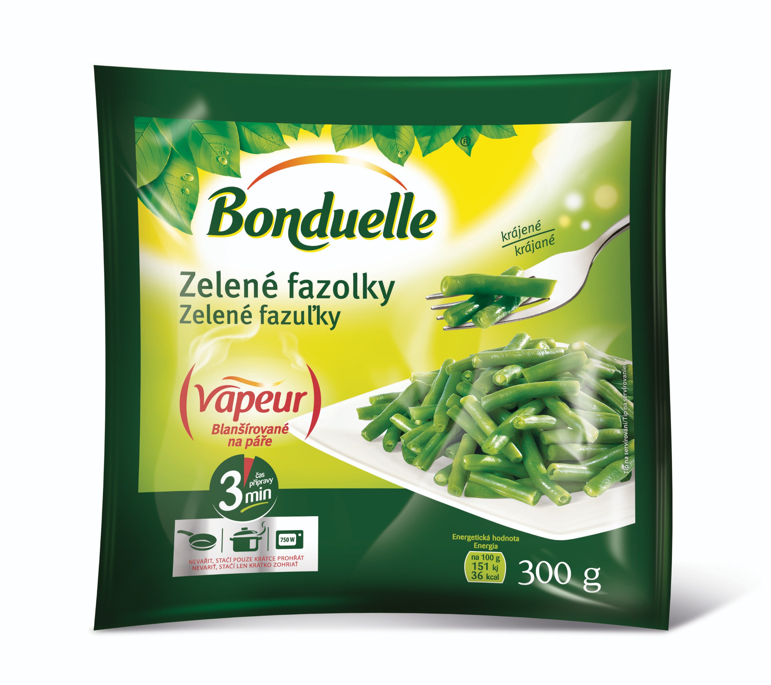 Mražené potraviny - Bonduelle Vapeur Zelené fazolky krájené mražené 300 g