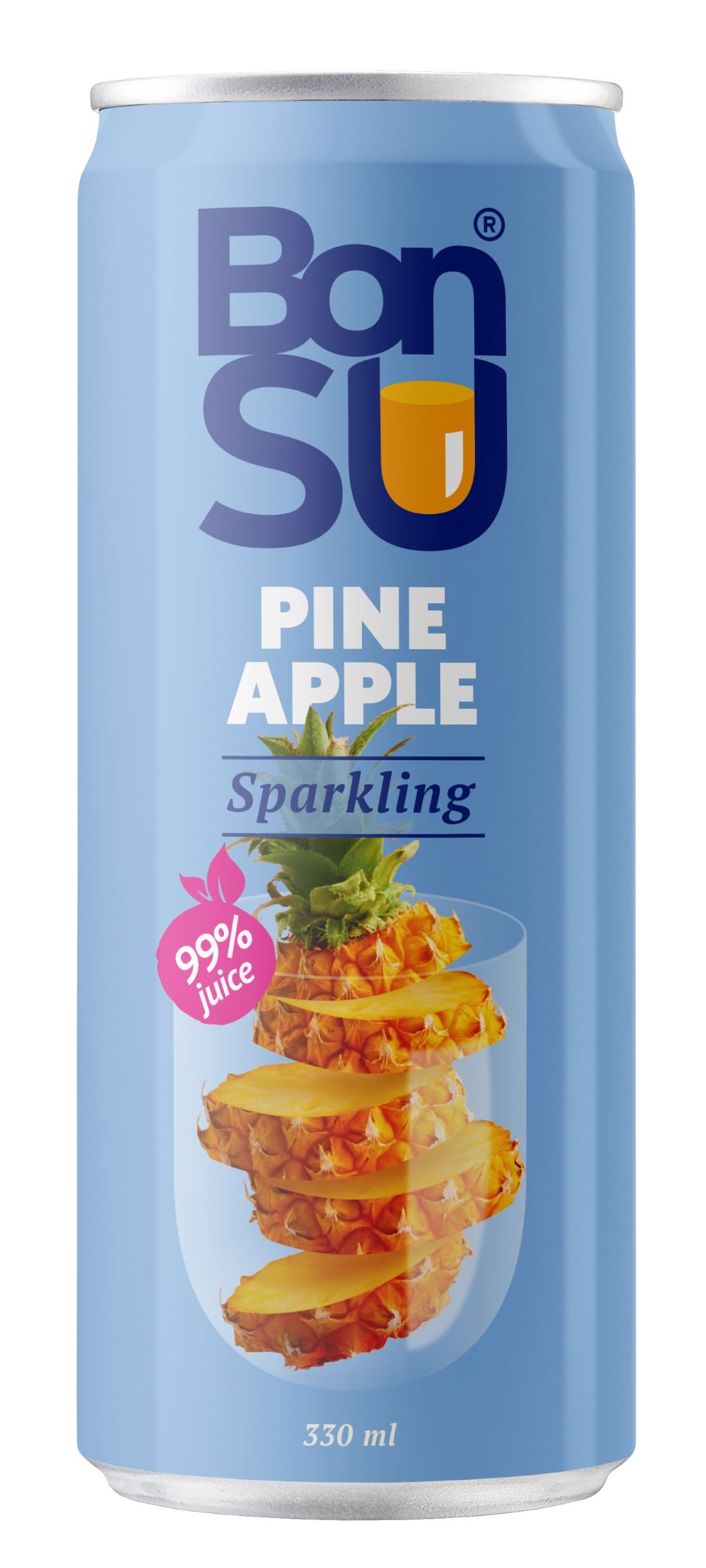 Zdravý svět - Bonsu Sparkling pineapple juice 99%, CAN 330 ml