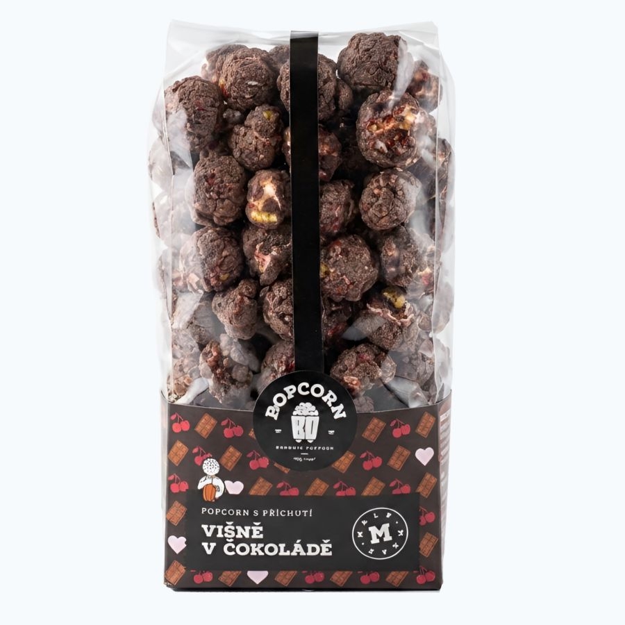 Bopcorn Řemeslný popcorn višně v tmavé čokoládě 110g