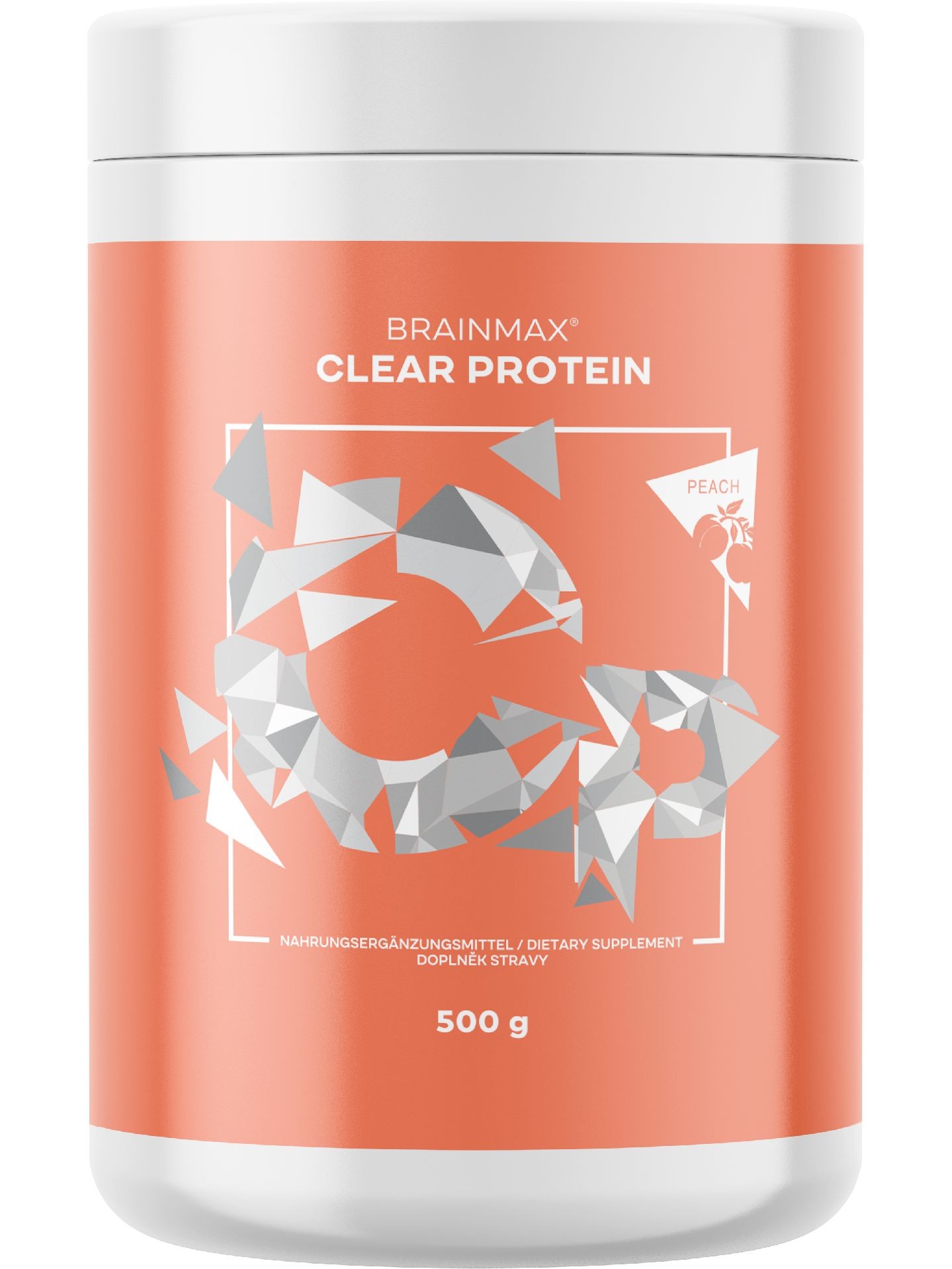 BrainMax Clear Protein, broskev, 500 g