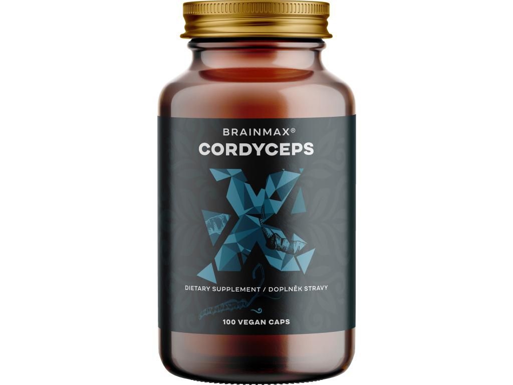 BrainMax Cordyceps extrakt, 50% koncentrace polysacharidů a 20 % β-1,3/1,6 D-glukanů, 500 mg, 100 rostlinných kapslí