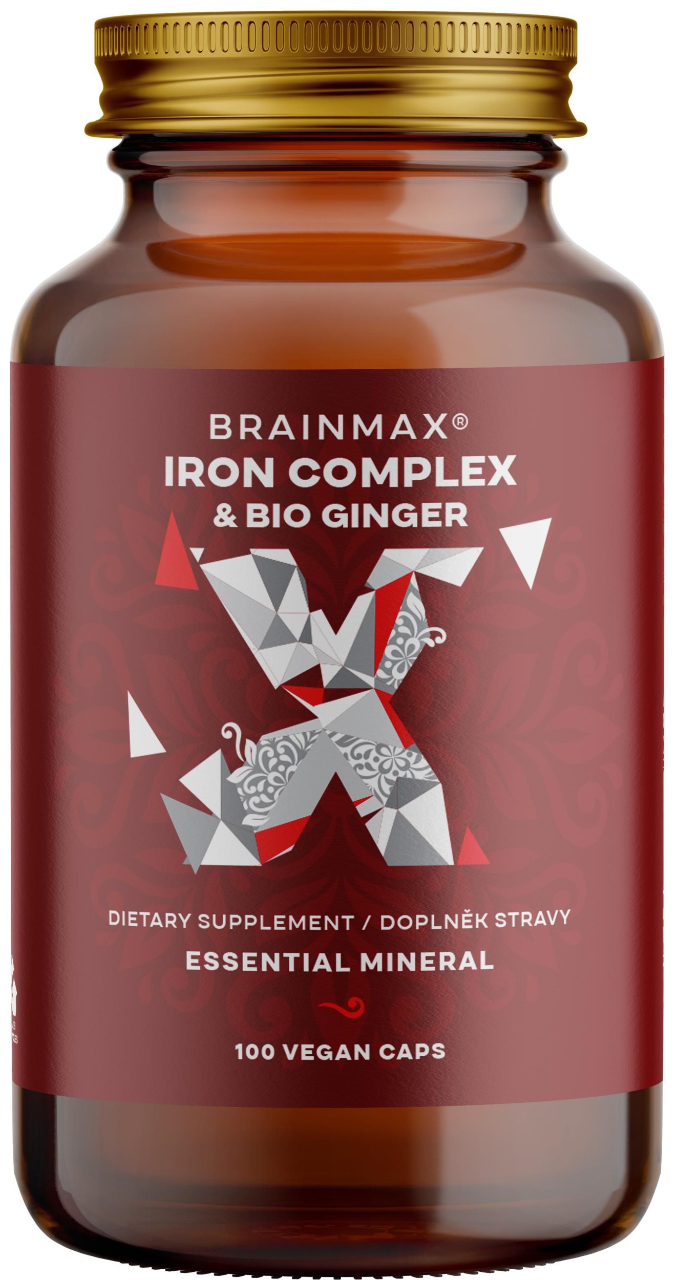 BrainMax Iron Complex, železo bisglycinát, 25 mg, 100 rostlinných kapslí